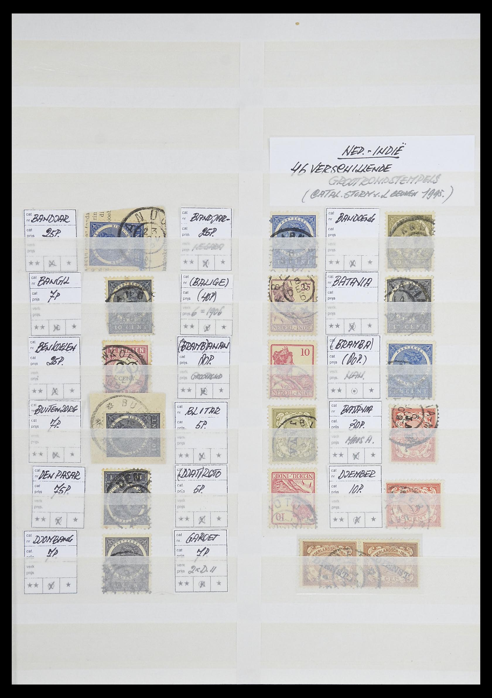 33718 001 - Postzegelverzameling 33718 Nederlands Indië stempels.