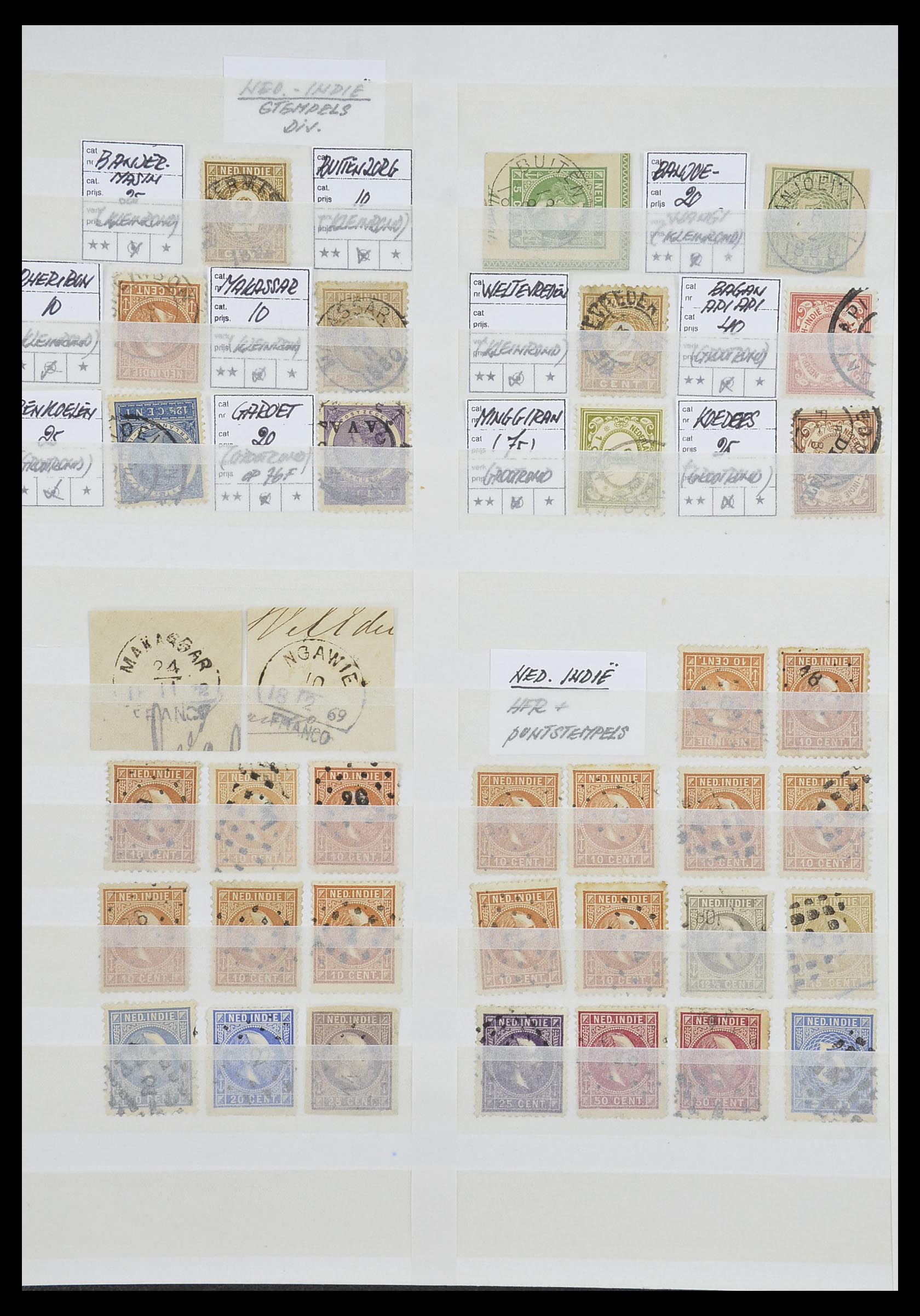 33718 004 - Postzegelverzameling 33718 Nederlands Indië stempels.