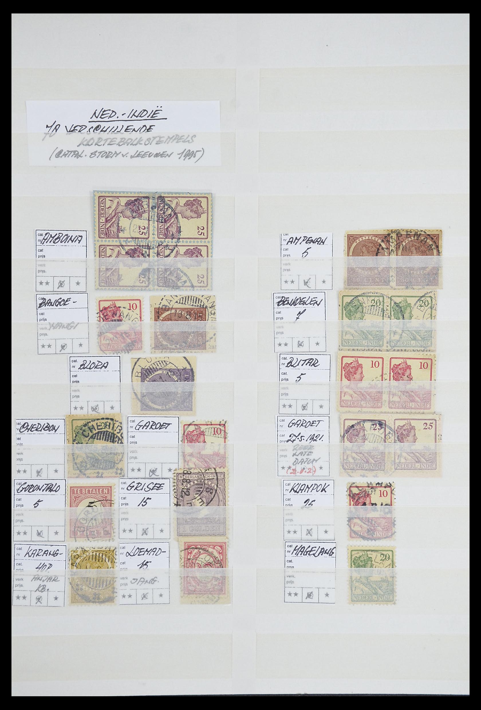 33718 005 - Postzegelverzameling 33718 Nederlands Indië stempels.