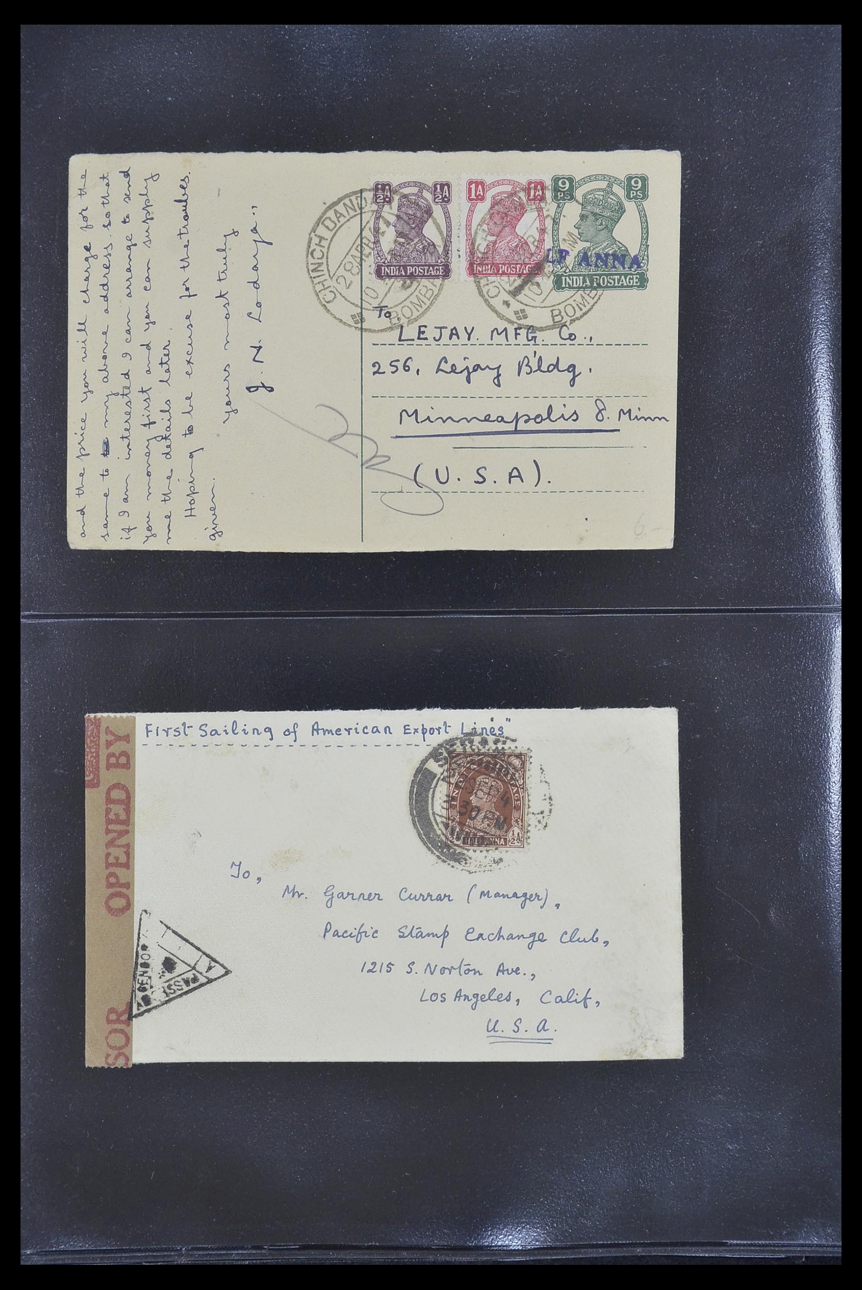 33724 090 - Postzegelverzameling 33724 India en staten brieven 1865-1949.