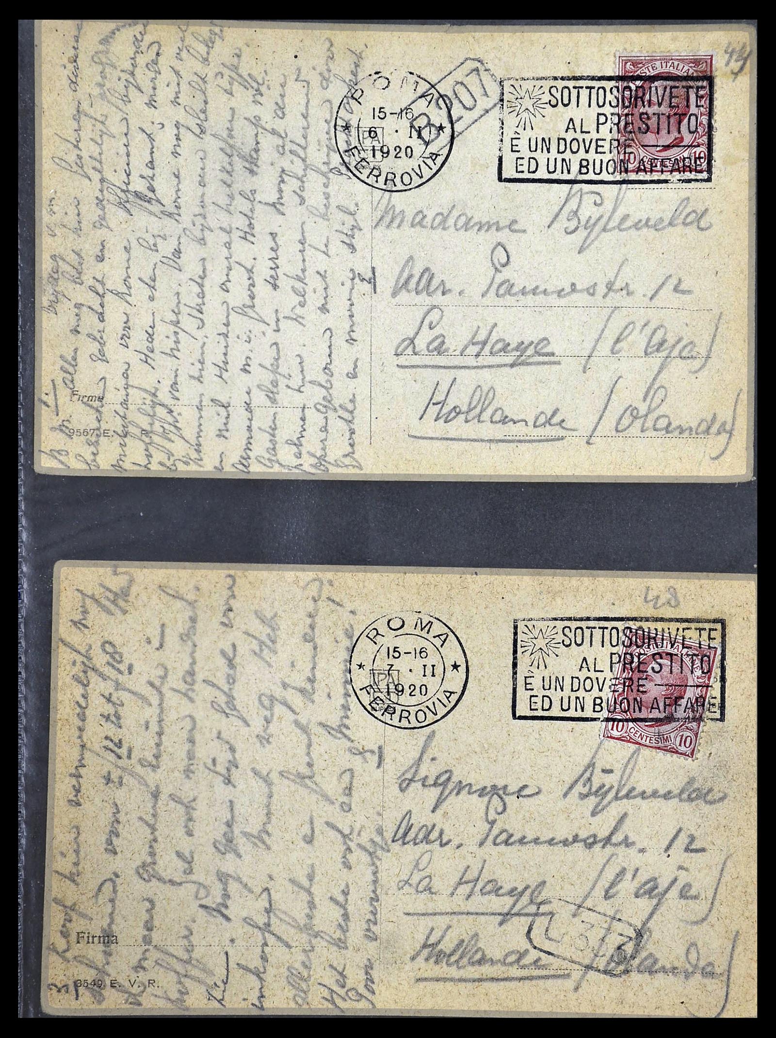 33737 003 - Postzegelverzameling 33737 Italië brieven en kaarten 1856-1945.