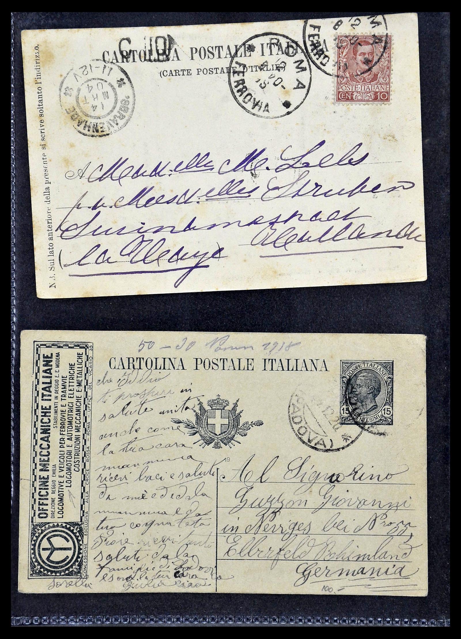 33737 007 - Postzegelverzameling 33737 Italië brieven en kaarten 1856-1945.
