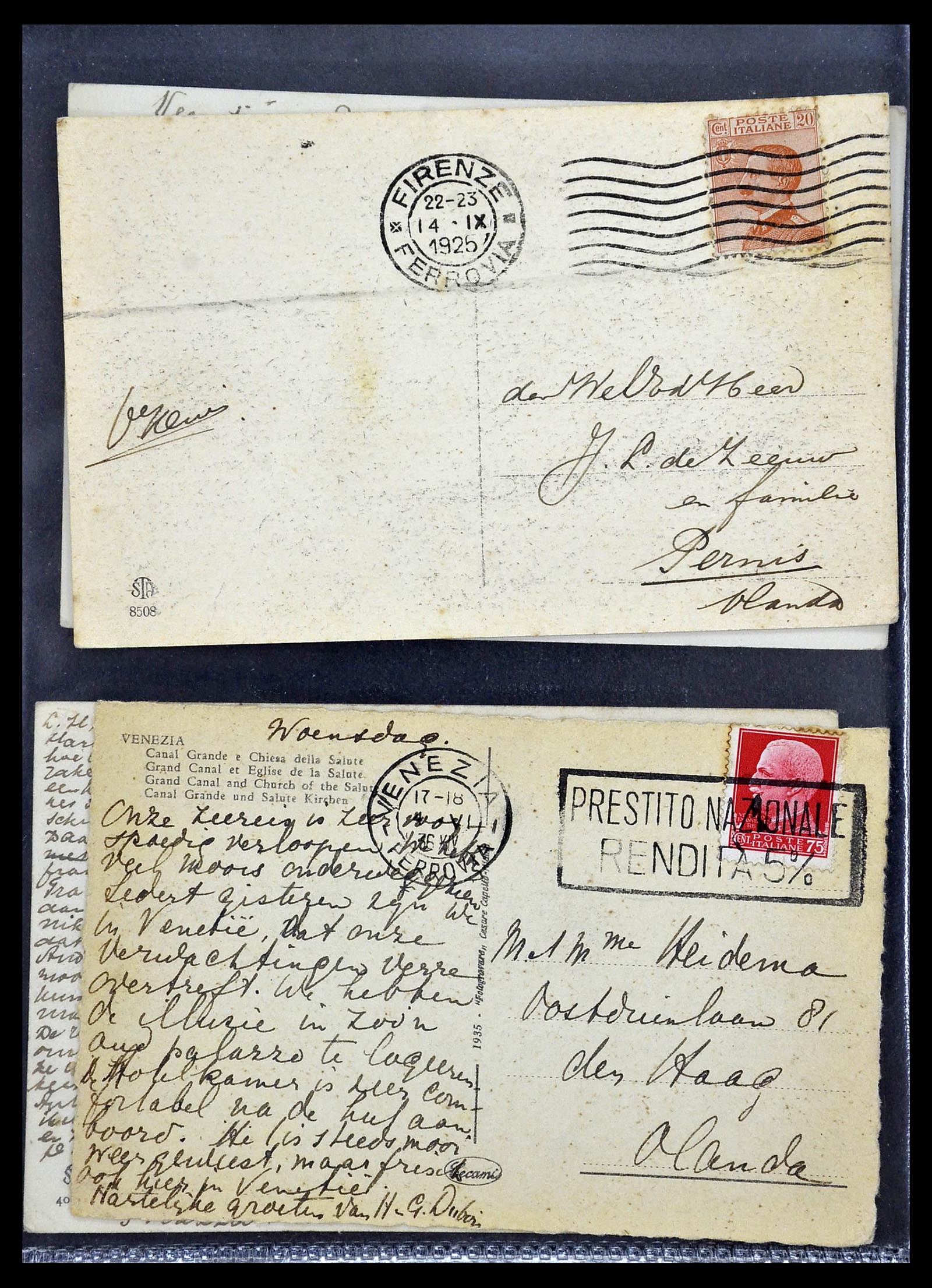 33737 009 - Postzegelverzameling 33737 Italië brieven en kaarten 1856-1945.