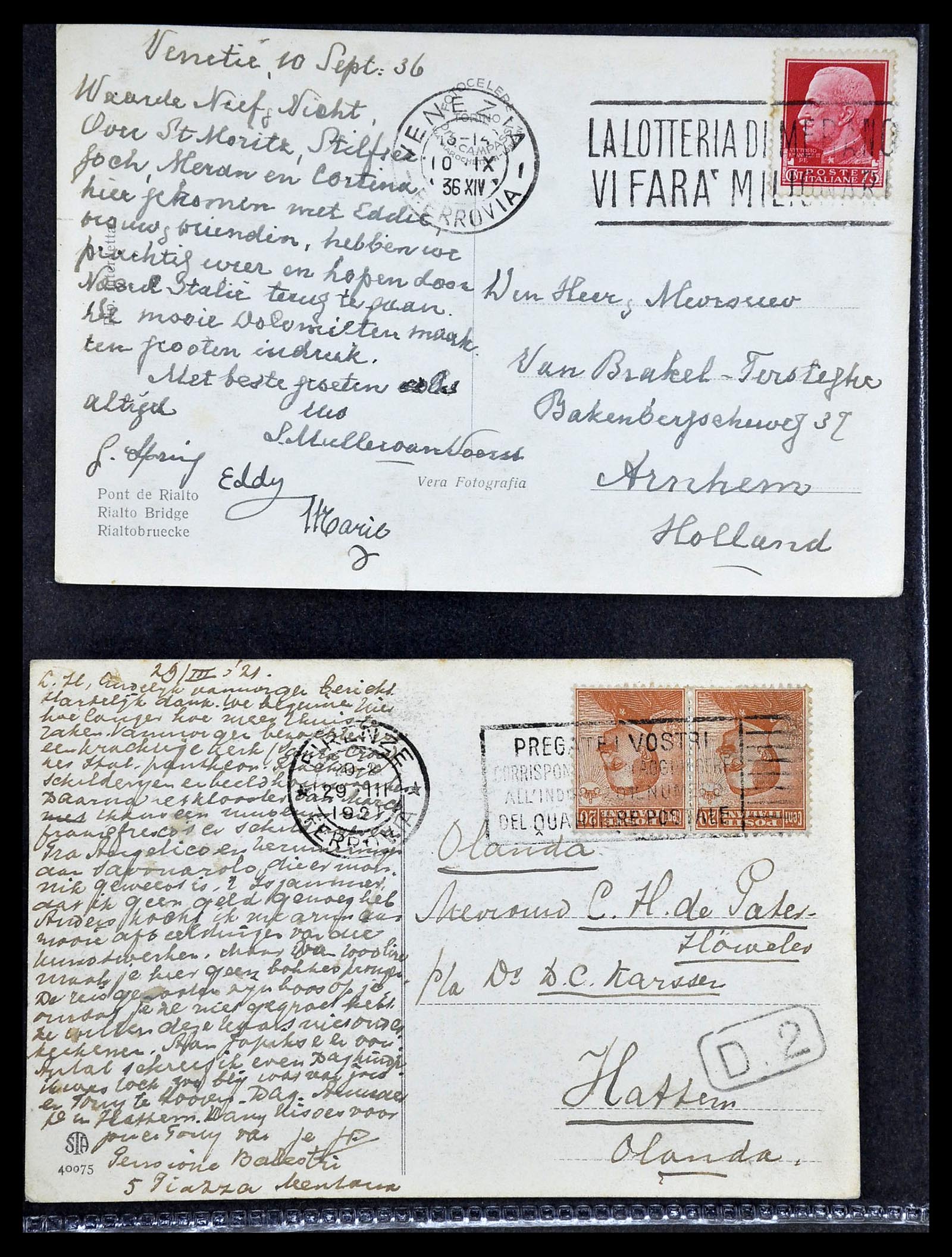 33737 011 - Postzegelverzameling 33737 Italië brieven en kaarten 1856-1945.