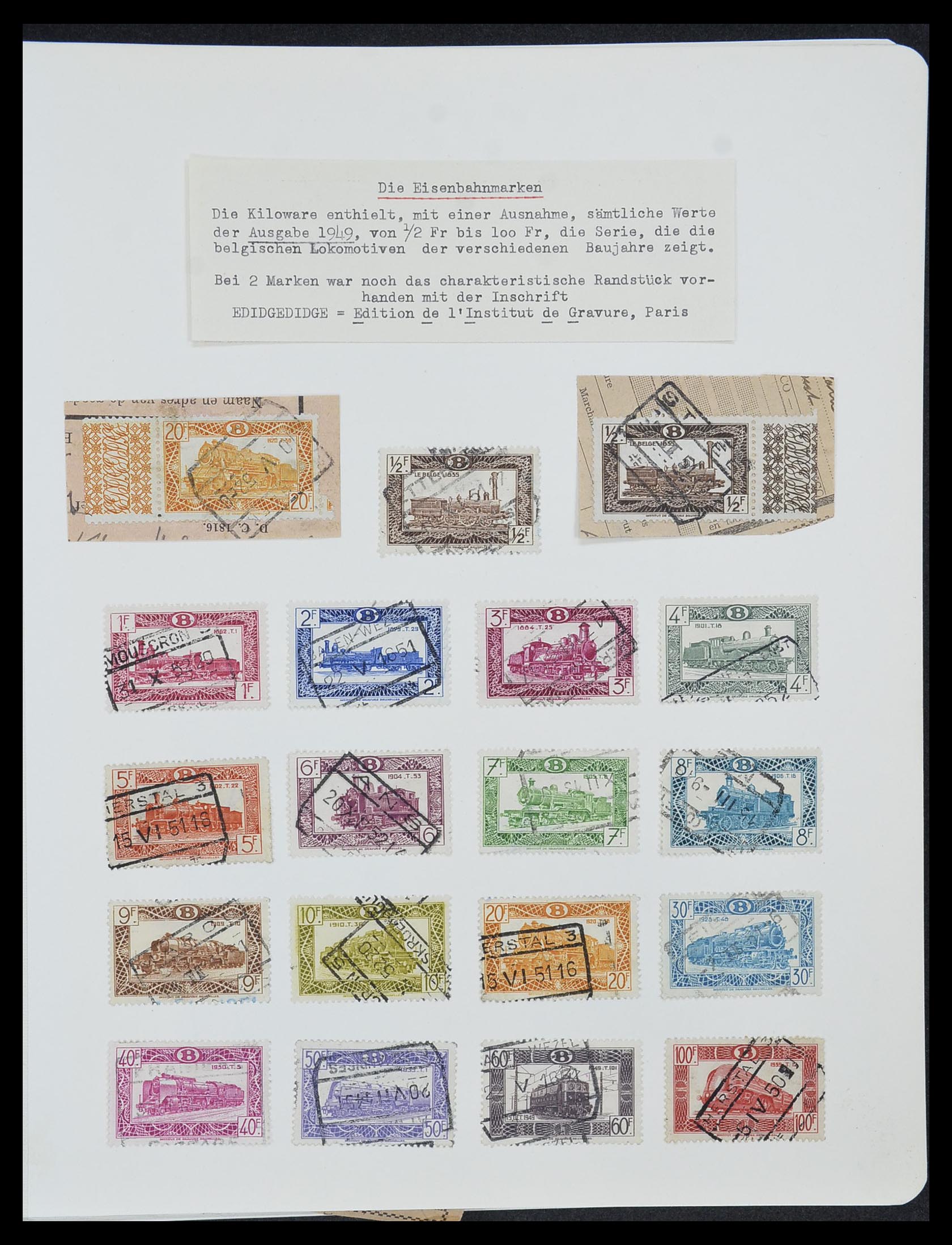 33749 033 - Postzegelverzameling 33749 België spoorweg 1886-1960.