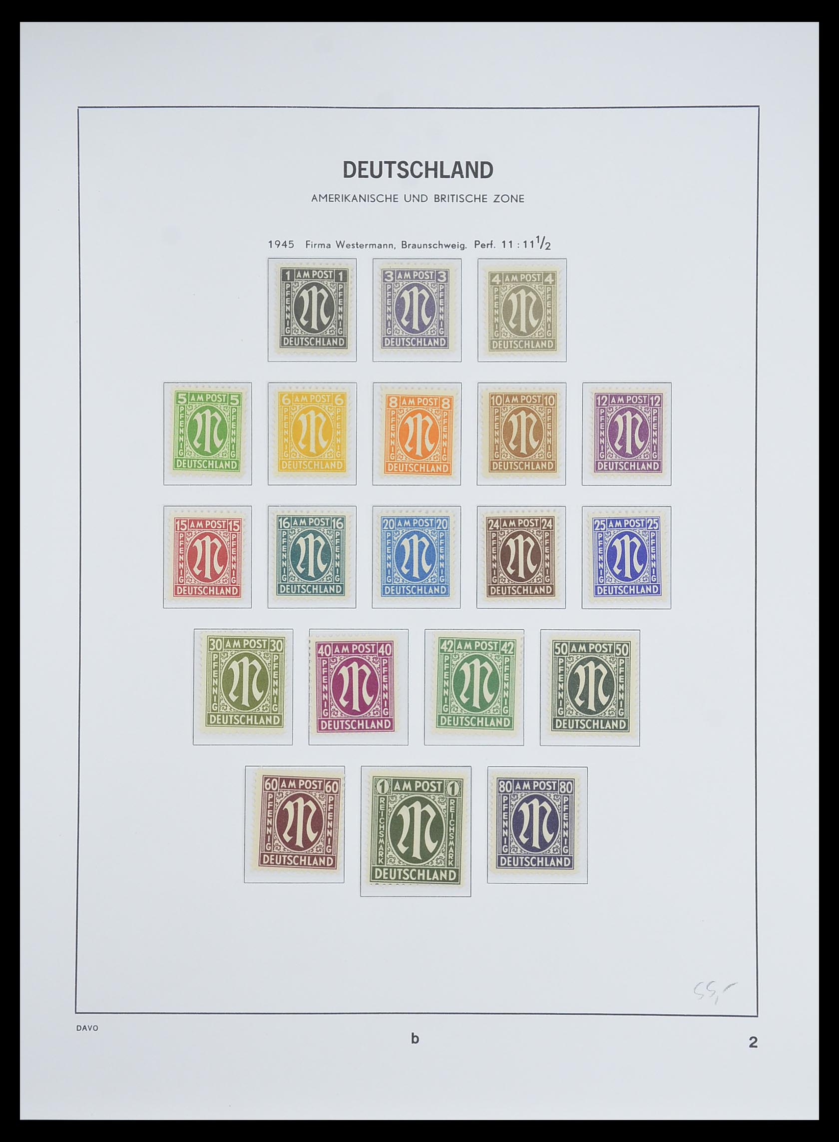 33754 010 - Postzegelverzameling 33754 Amerikaans-Britse Zone 1945-1948.