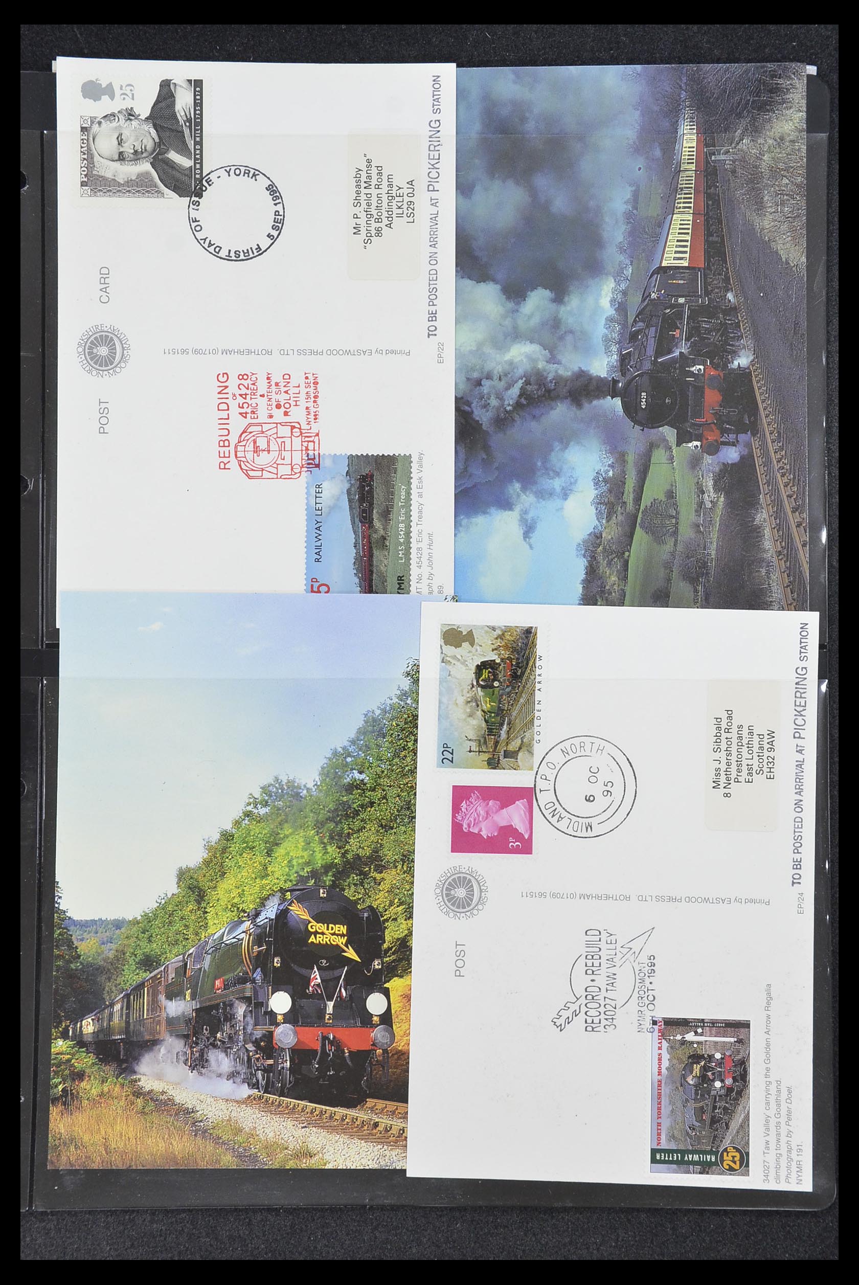 33755 0033 - Postzegelverzameling 33755 Motief treinen 1900-2010.