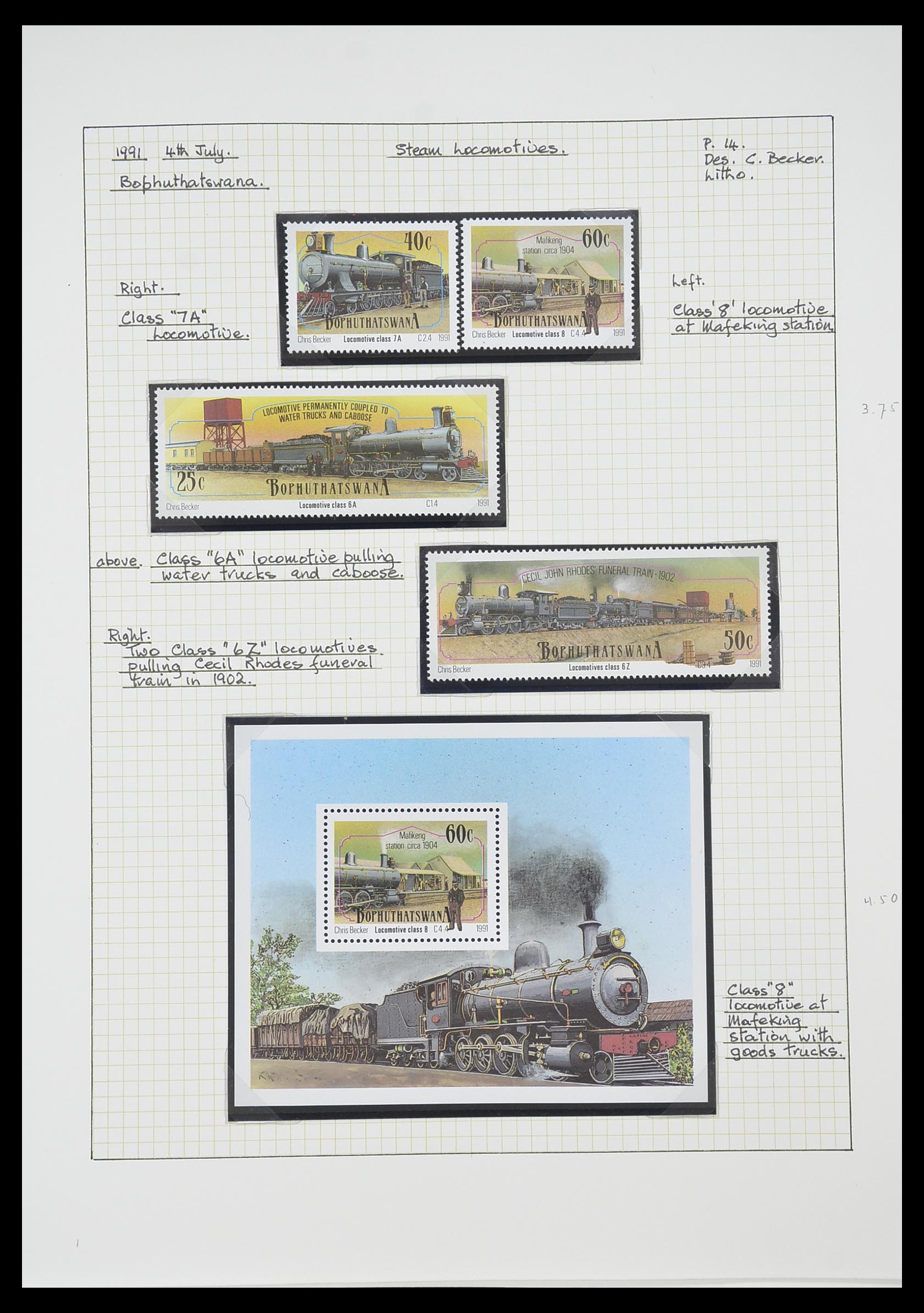 33755 0064 - Postzegelverzameling 33755 Motief treinen 1900-2010.