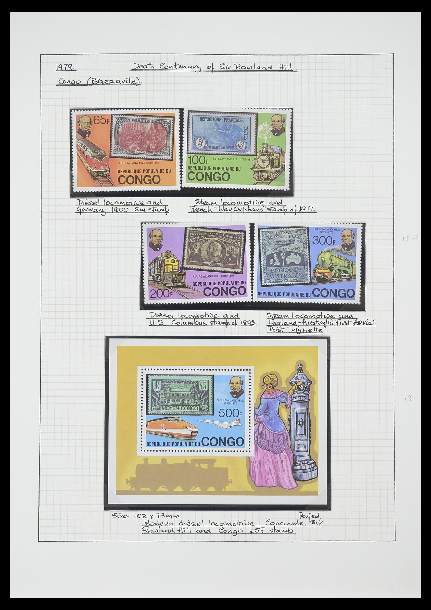 33755 0086 - Postzegelverzameling 33755 Motief treinen 1900-2010.