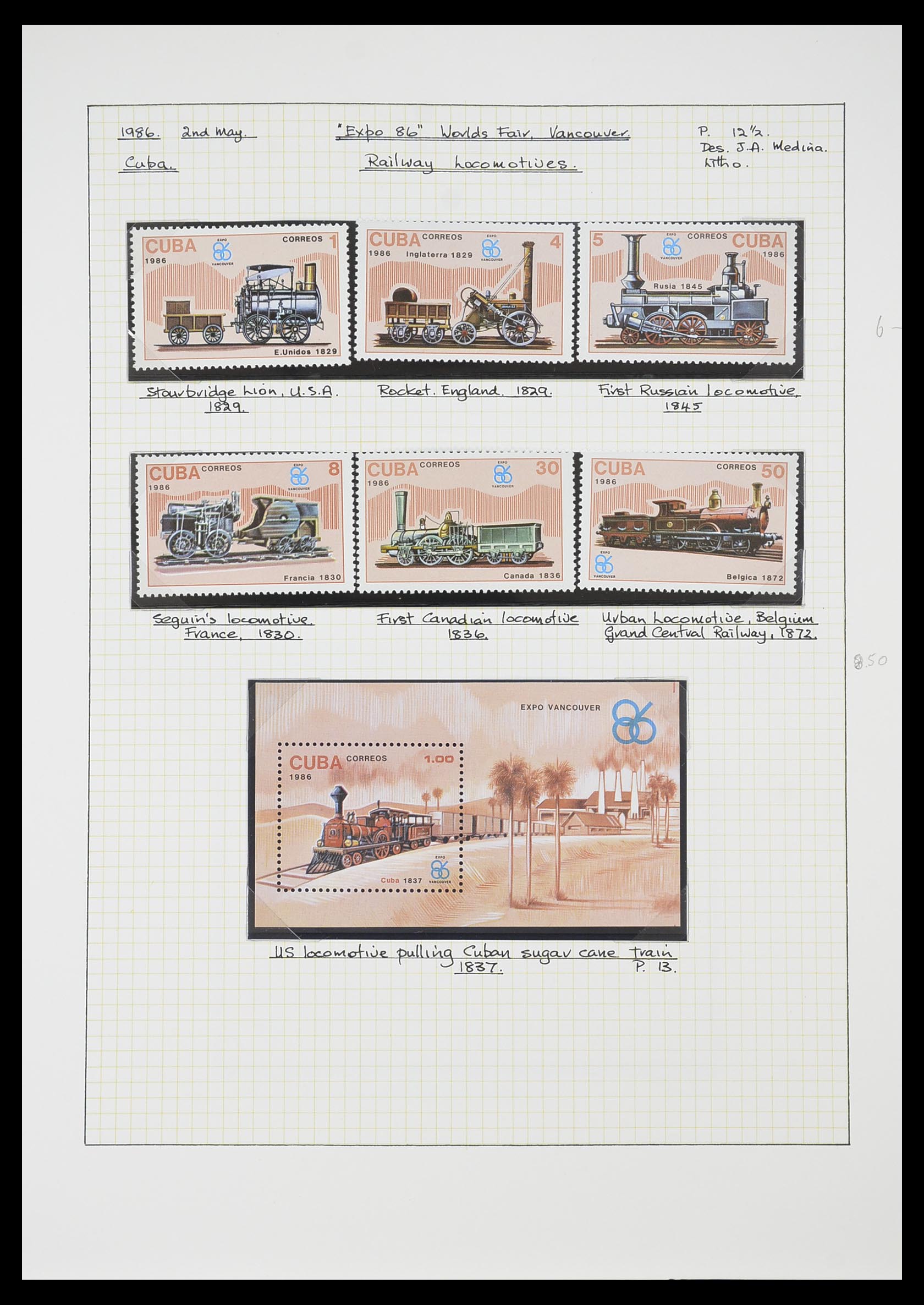 33755 0088 - Postzegelverzameling 33755 Motief treinen 1900-2010.