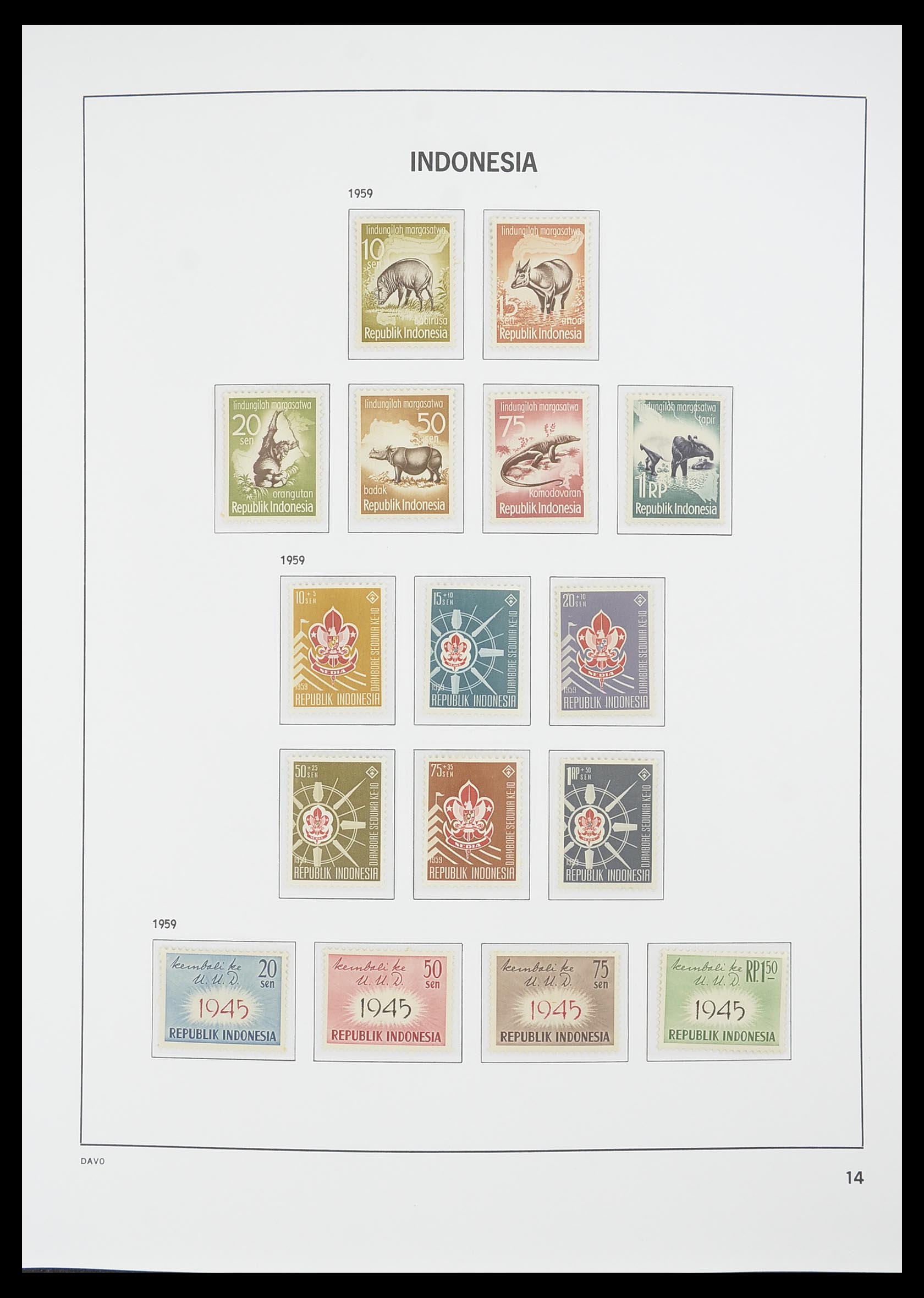 33777 014 - Postzegelverzameling 33777 Indonesië 1949-1969.