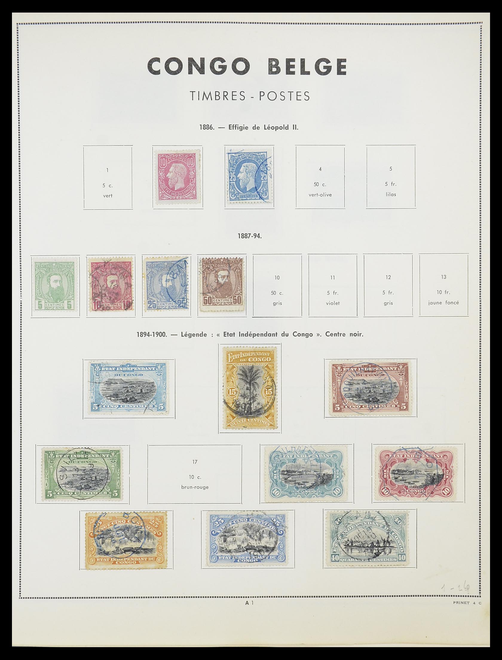 33797 001 - Postzegelverzameling 33797 Belgisch Congo 1886-1969.