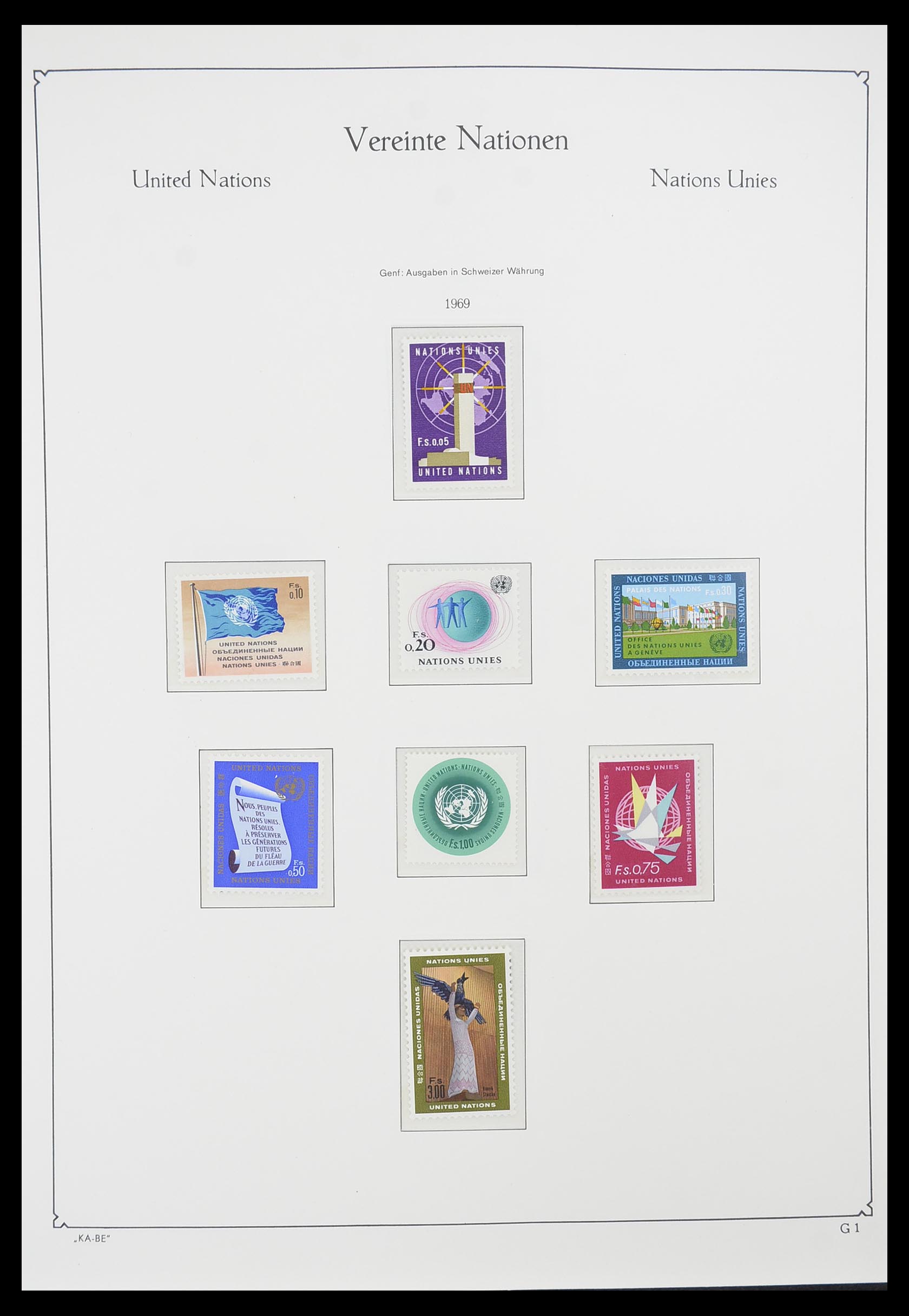 33811 001 - Postzegelverzameling 33811 Verenigde Naties Genève 1969-2005.