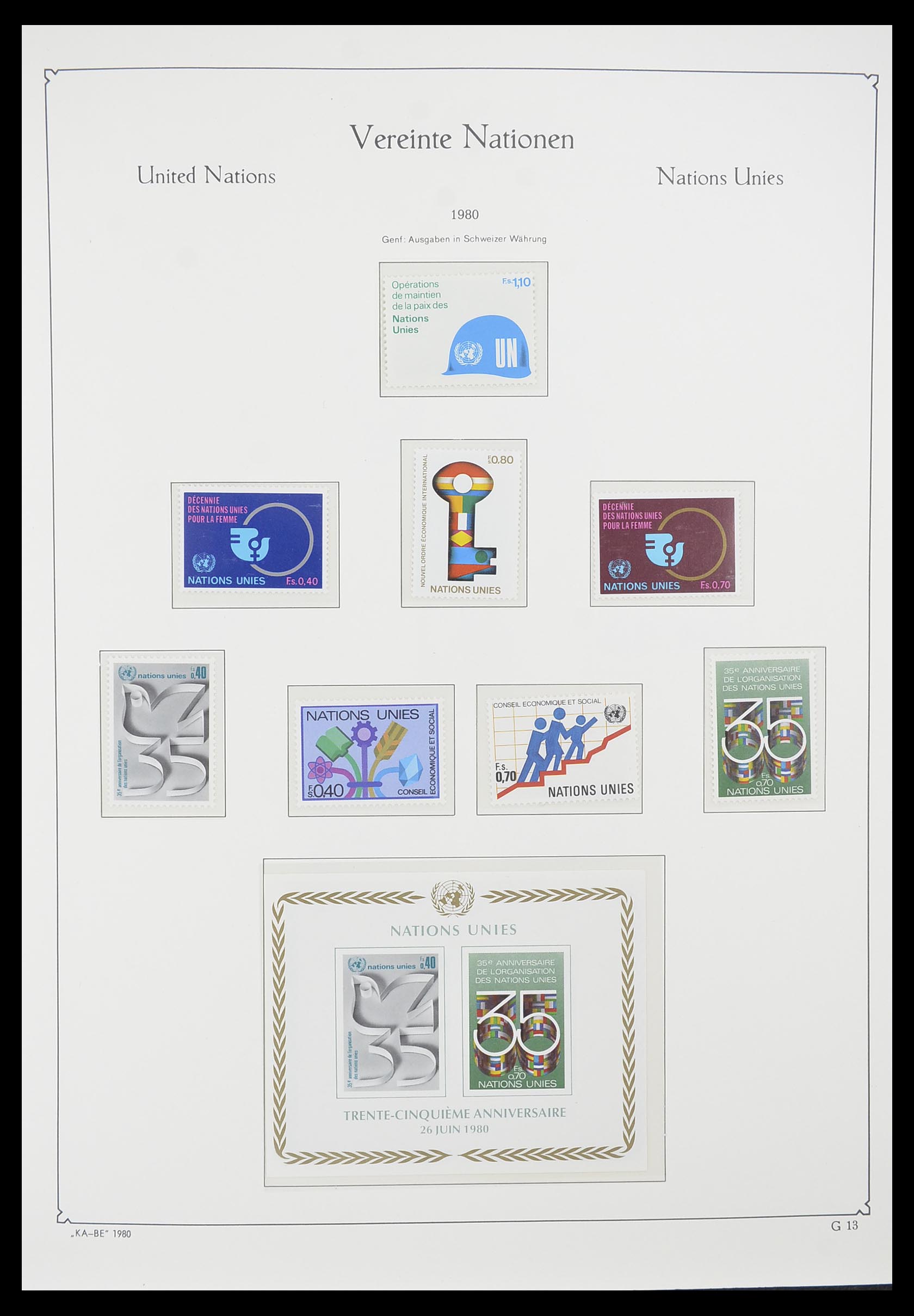 33811 013 - Postzegelverzameling 33811 Verenigde Naties Genève 1969-2005.