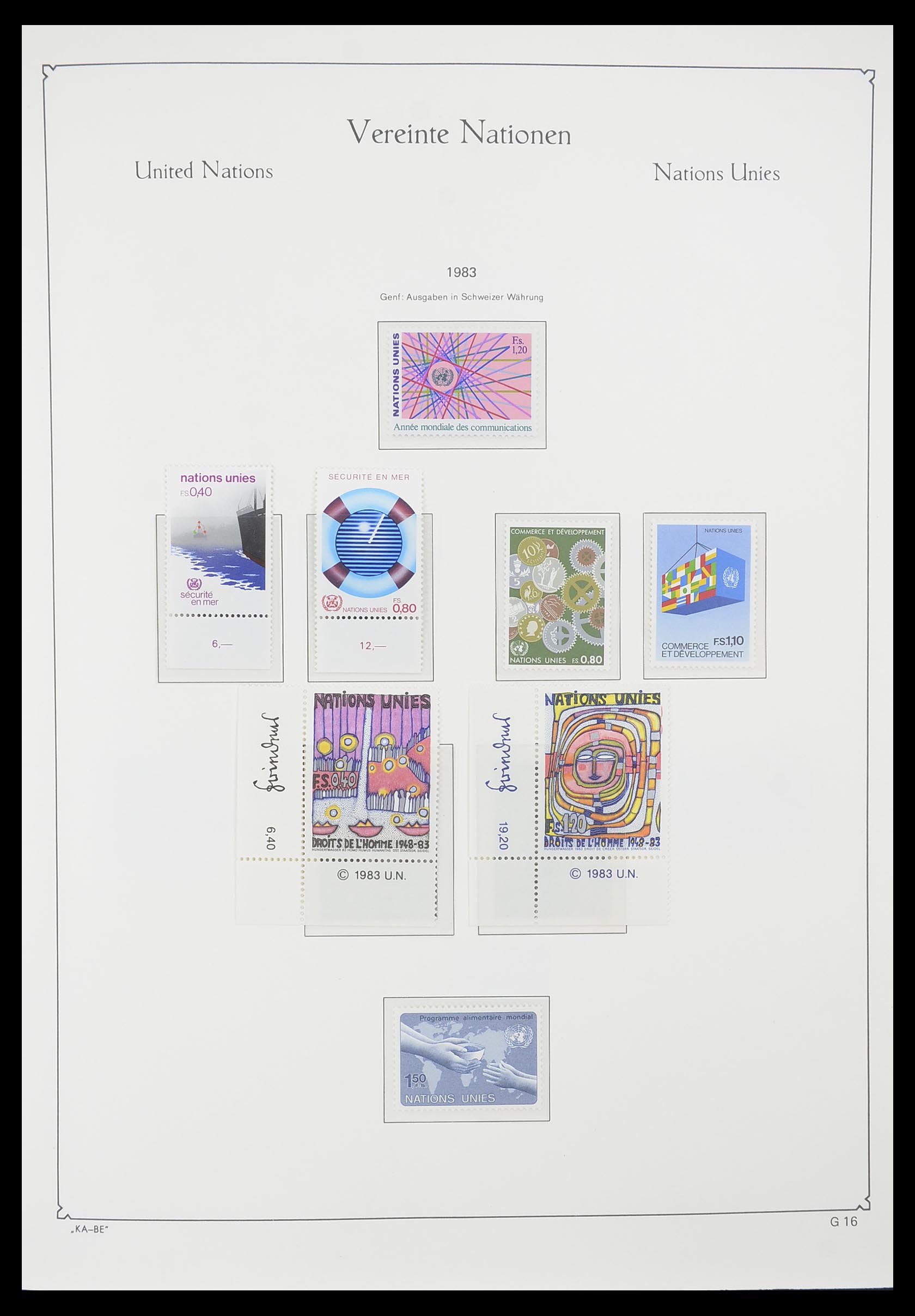 33811 016 - Postzegelverzameling 33811 Verenigde Naties Genève 1969-2005.