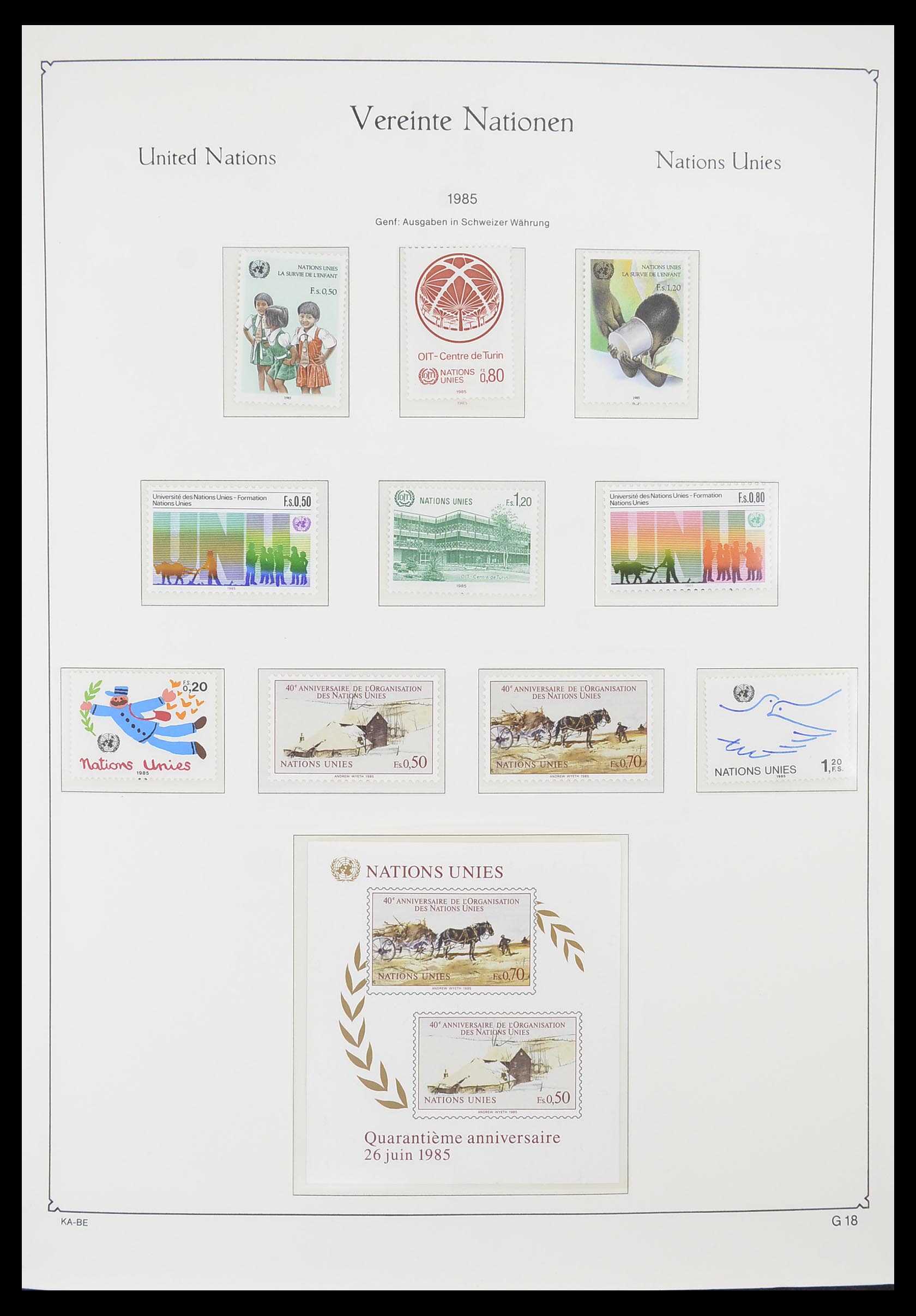 33811 018 - Postzegelverzameling 33811 Verenigde Naties Genève 1969-2005.
