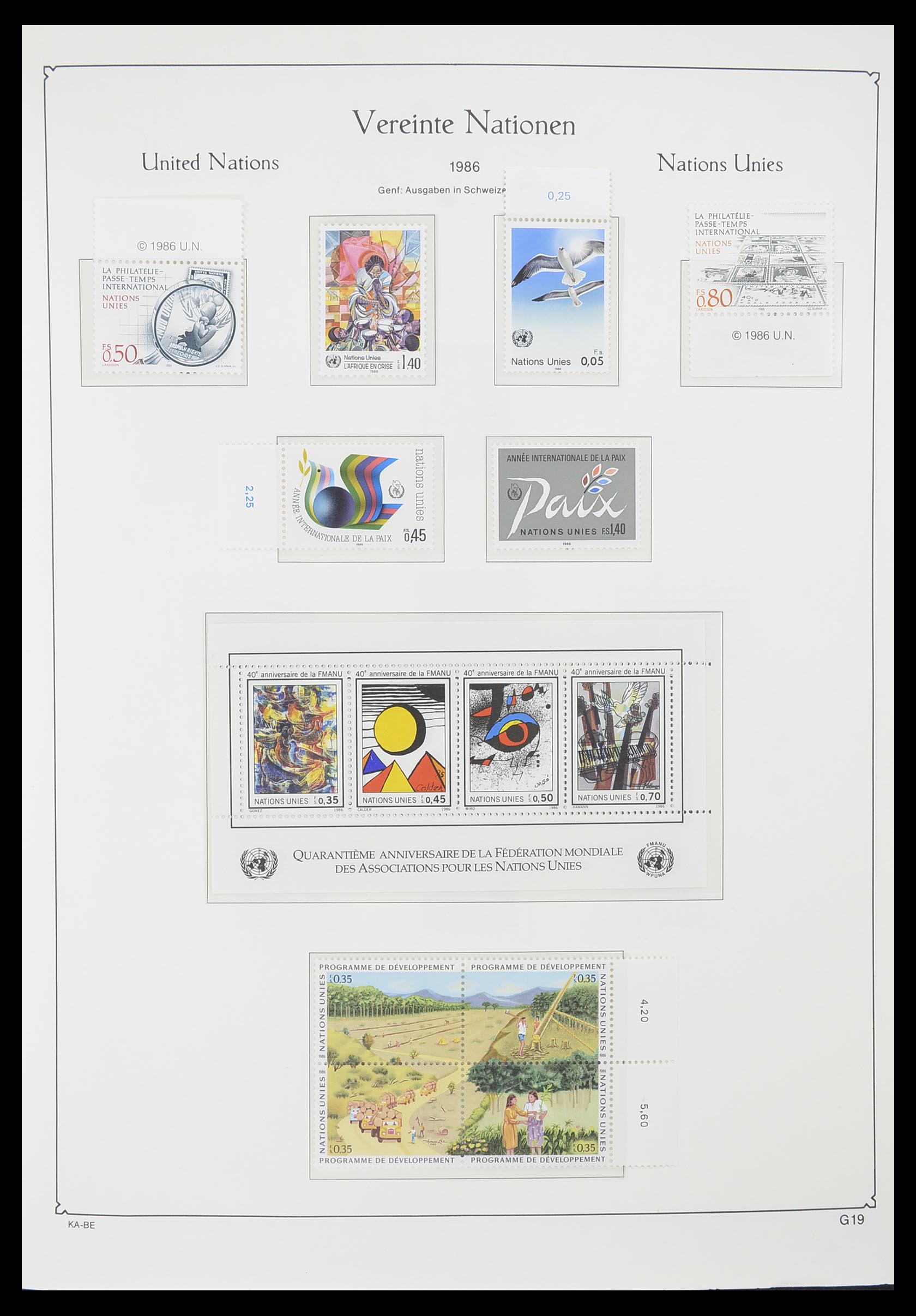 33811 019 - Postzegelverzameling 33811 Verenigde Naties Genève 1969-2005.
