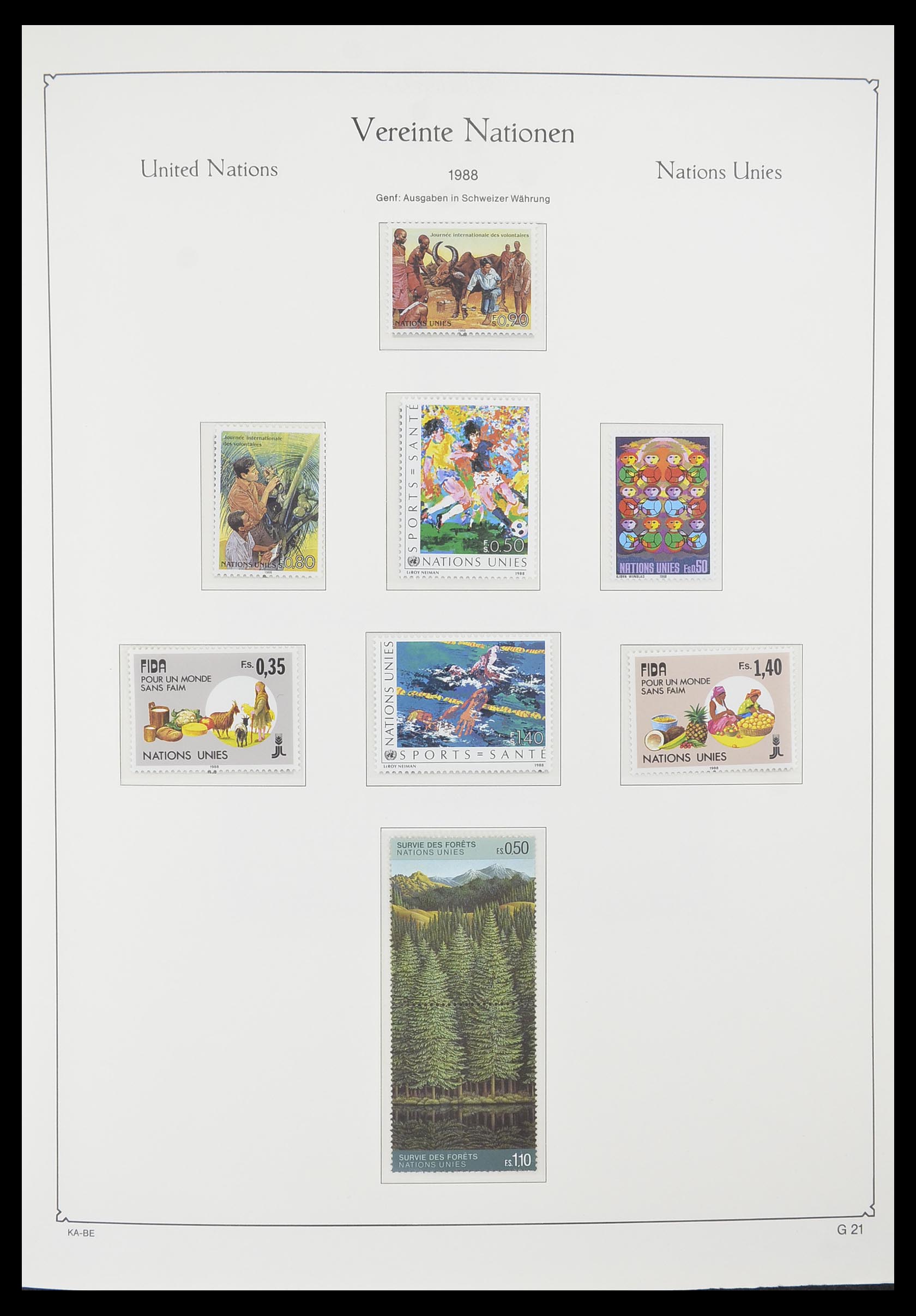 33811 021 - Postzegelverzameling 33811 Verenigde Naties Genève 1969-2005.