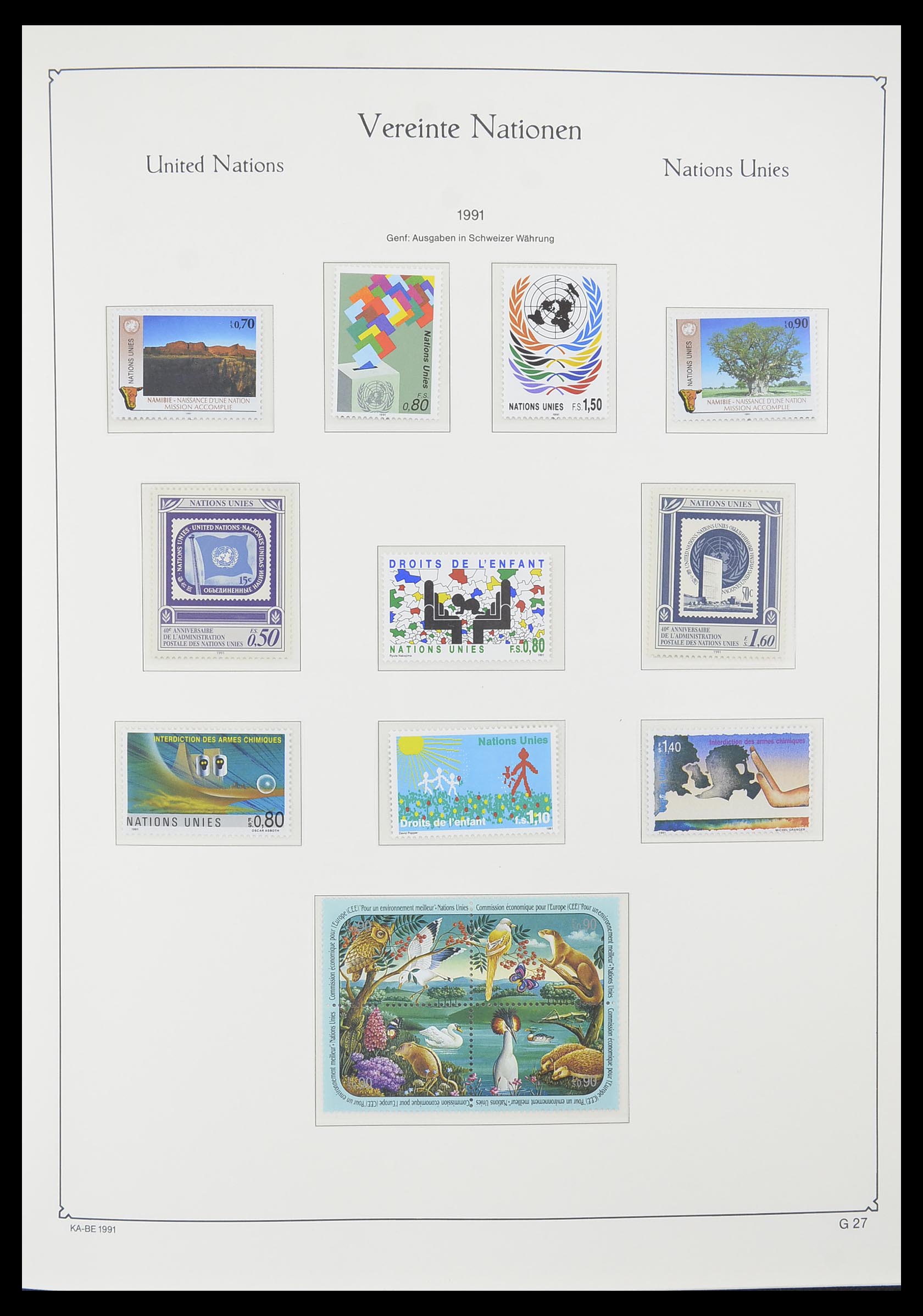 33811 027 - Postzegelverzameling 33811 Verenigde Naties Genève 1969-2005.