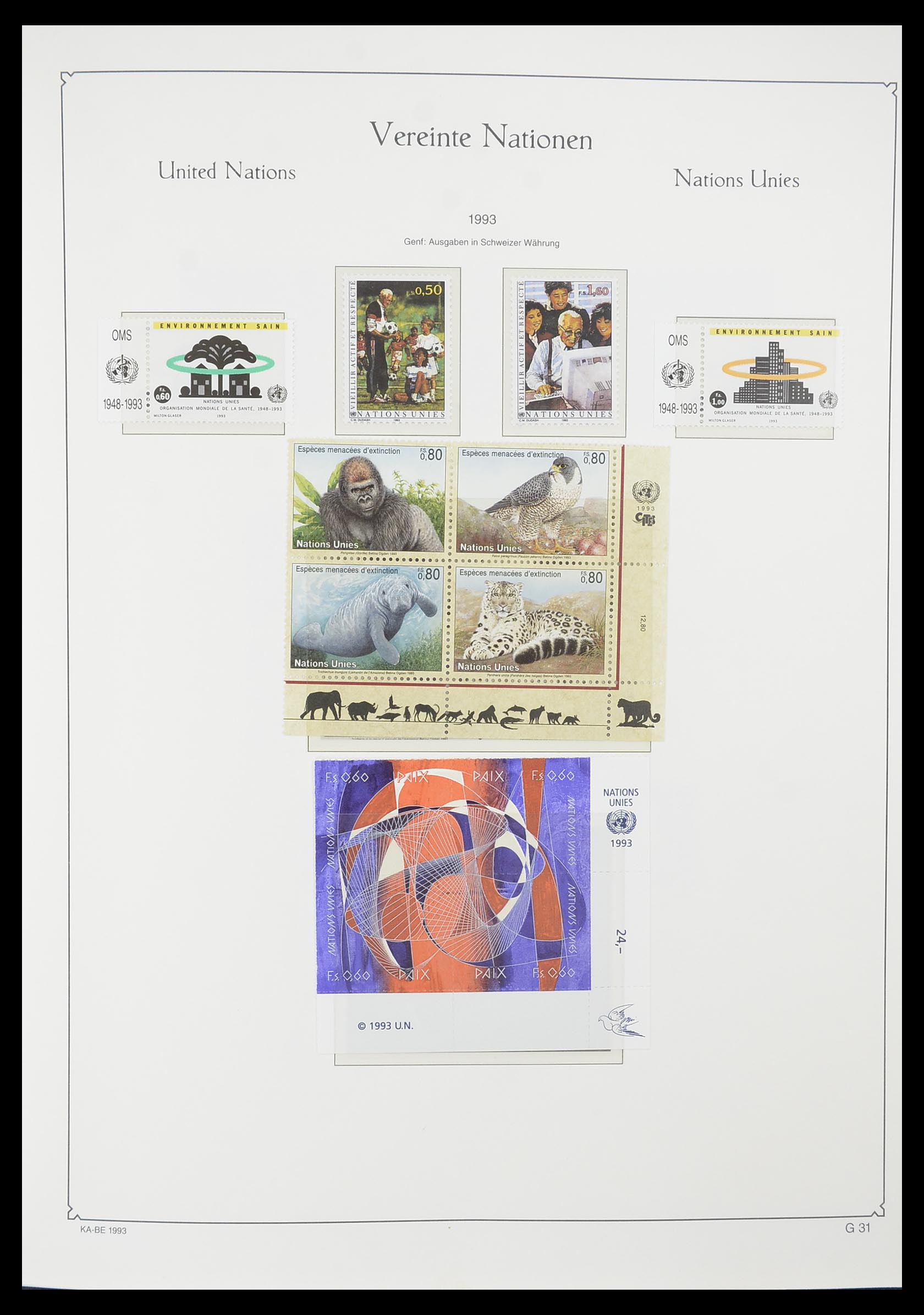 33811 031 - Postzegelverzameling 33811 Verenigde Naties Genève 1969-2005.