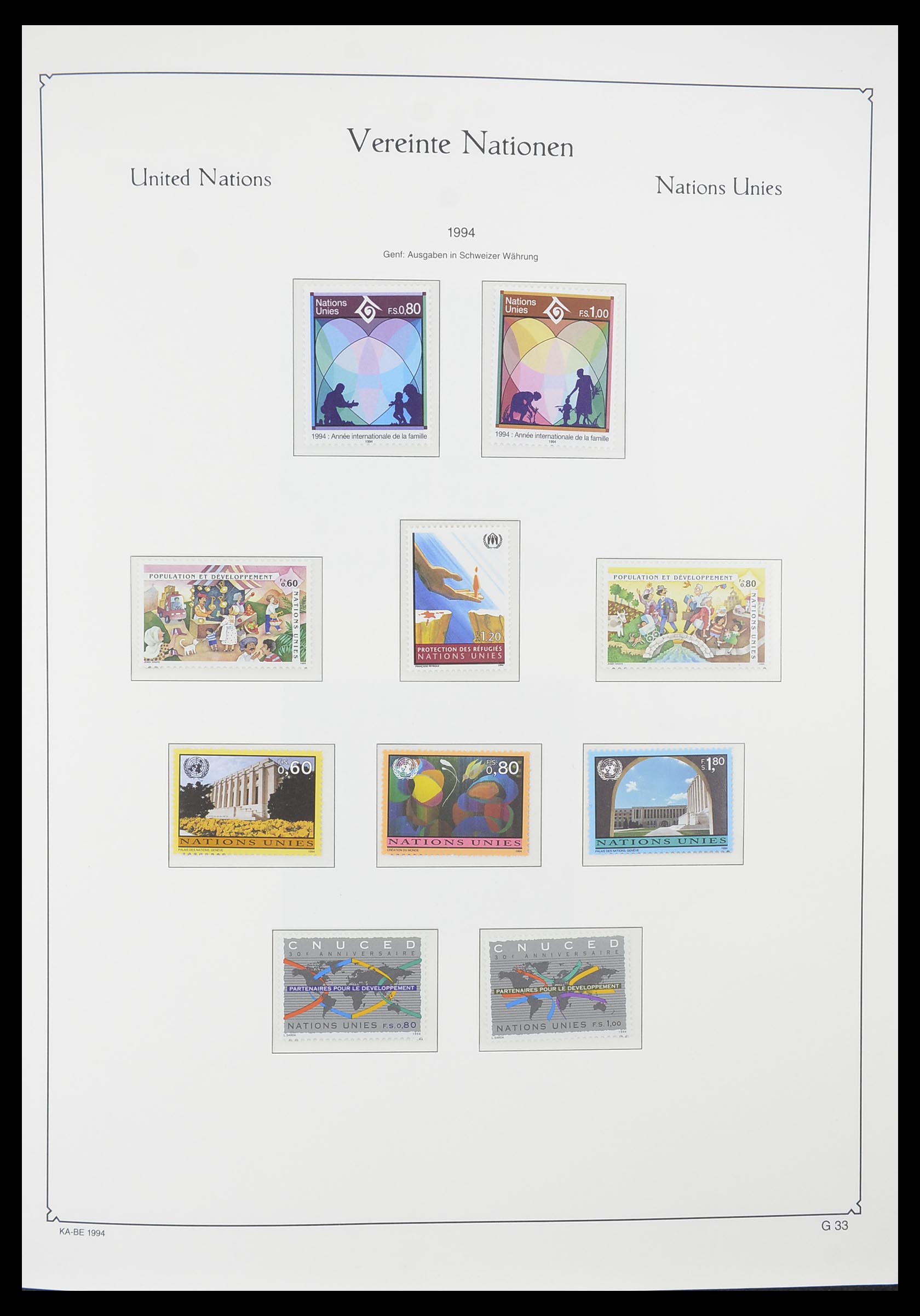 33811 033 - Postzegelverzameling 33811 Verenigde Naties Genève 1969-2005.