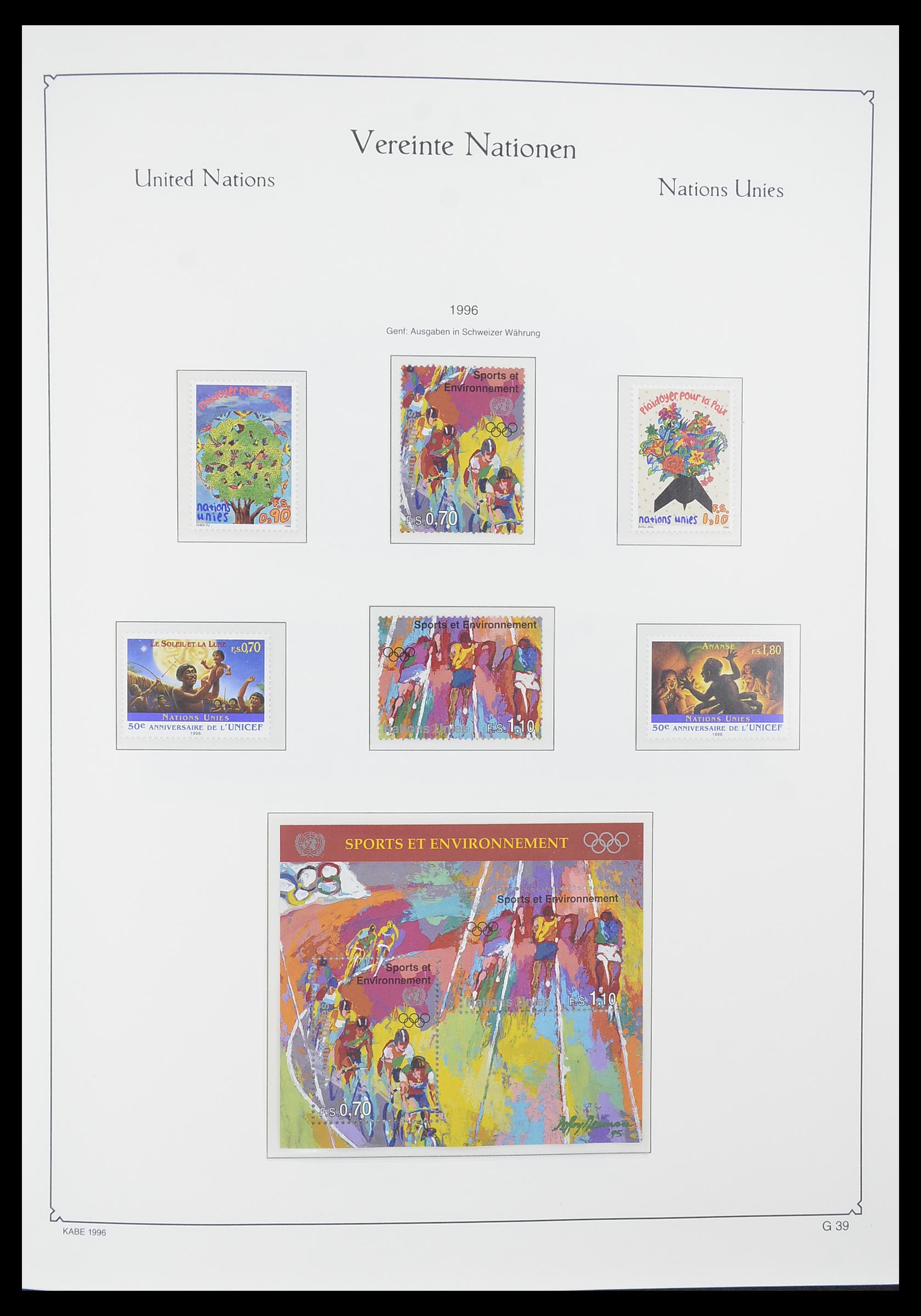 33811 039 - Postzegelverzameling 33811 Verenigde Naties Genève 1969-2005.