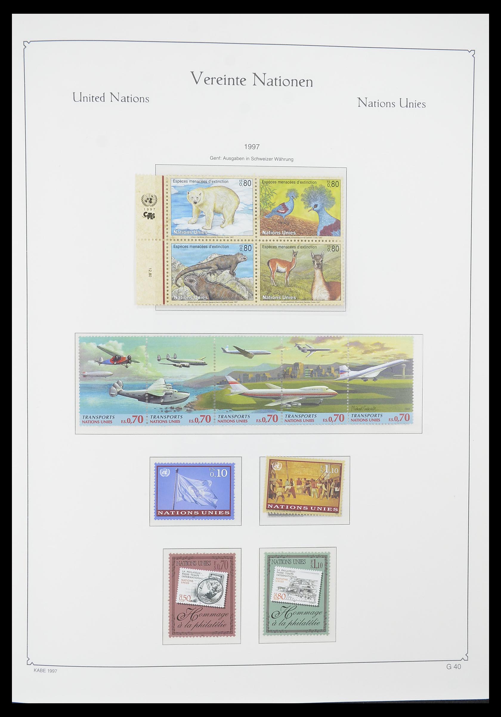 33811 040 - Postzegelverzameling 33811 Verenigde Naties Genève 1969-2005.