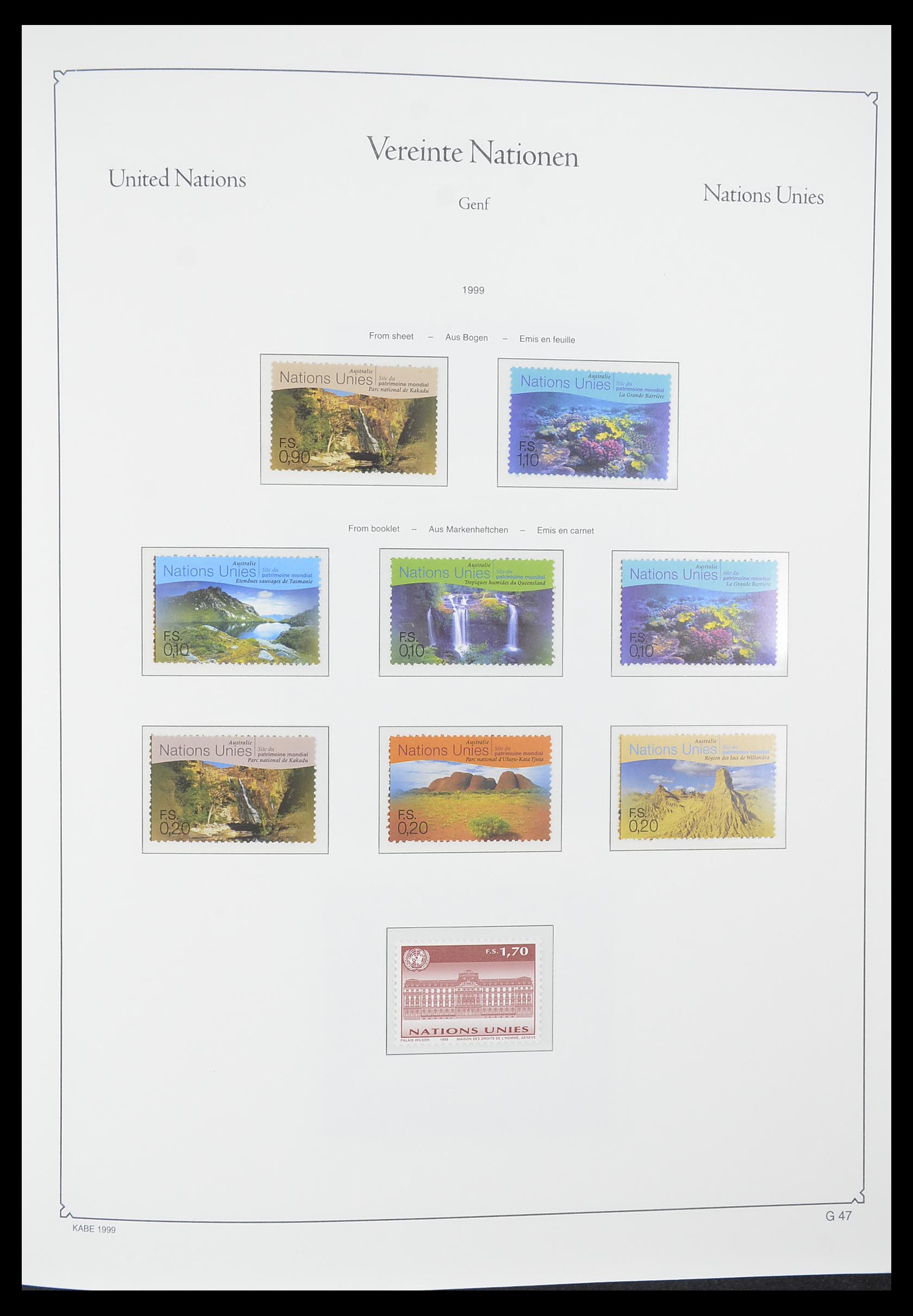 33811 047 - Postzegelverzameling 33811 Verenigde Naties Genève 1969-2005.