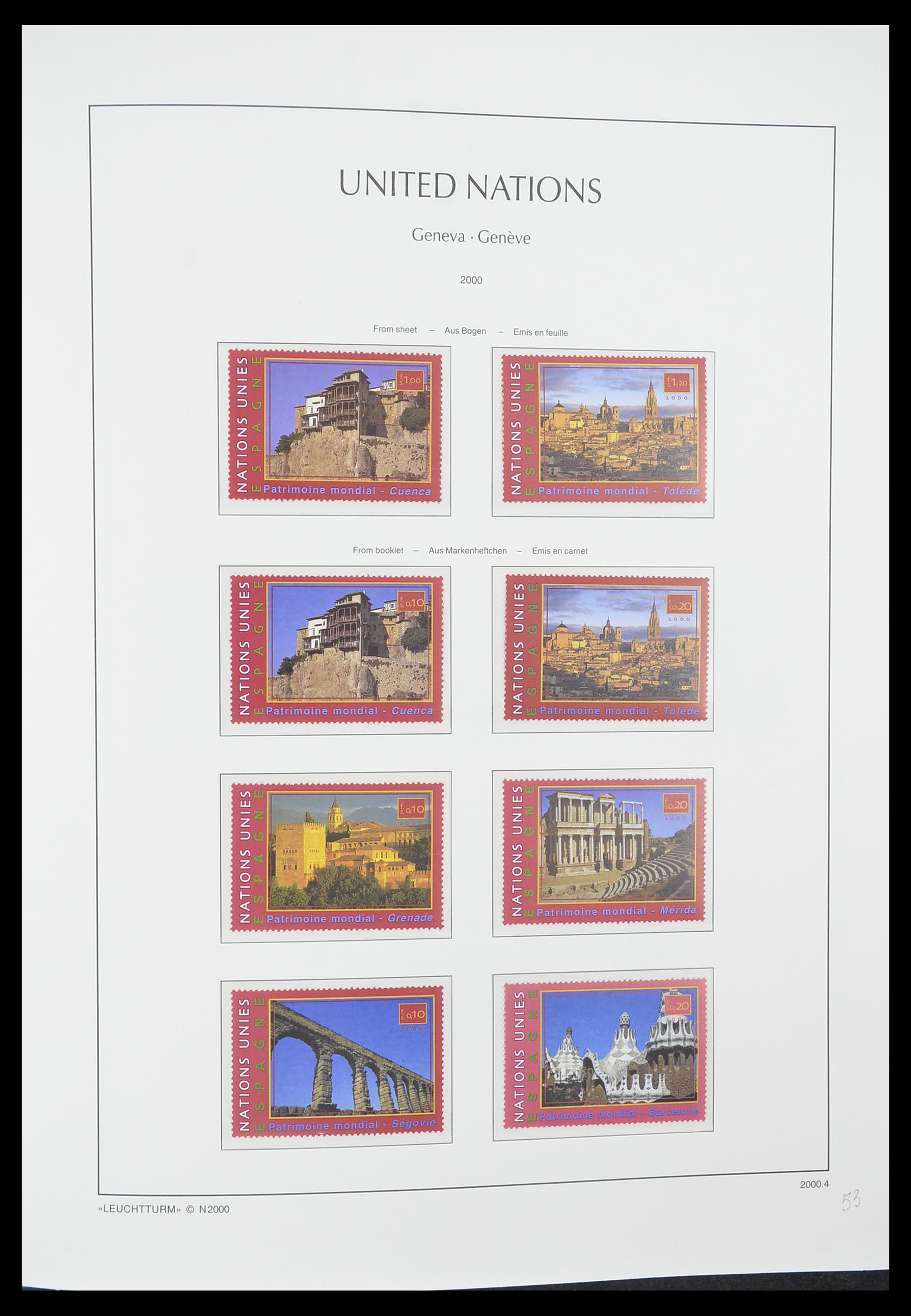 33811 054 - Postzegelverzameling 33811 Verenigde Naties Genève 1969-2005.