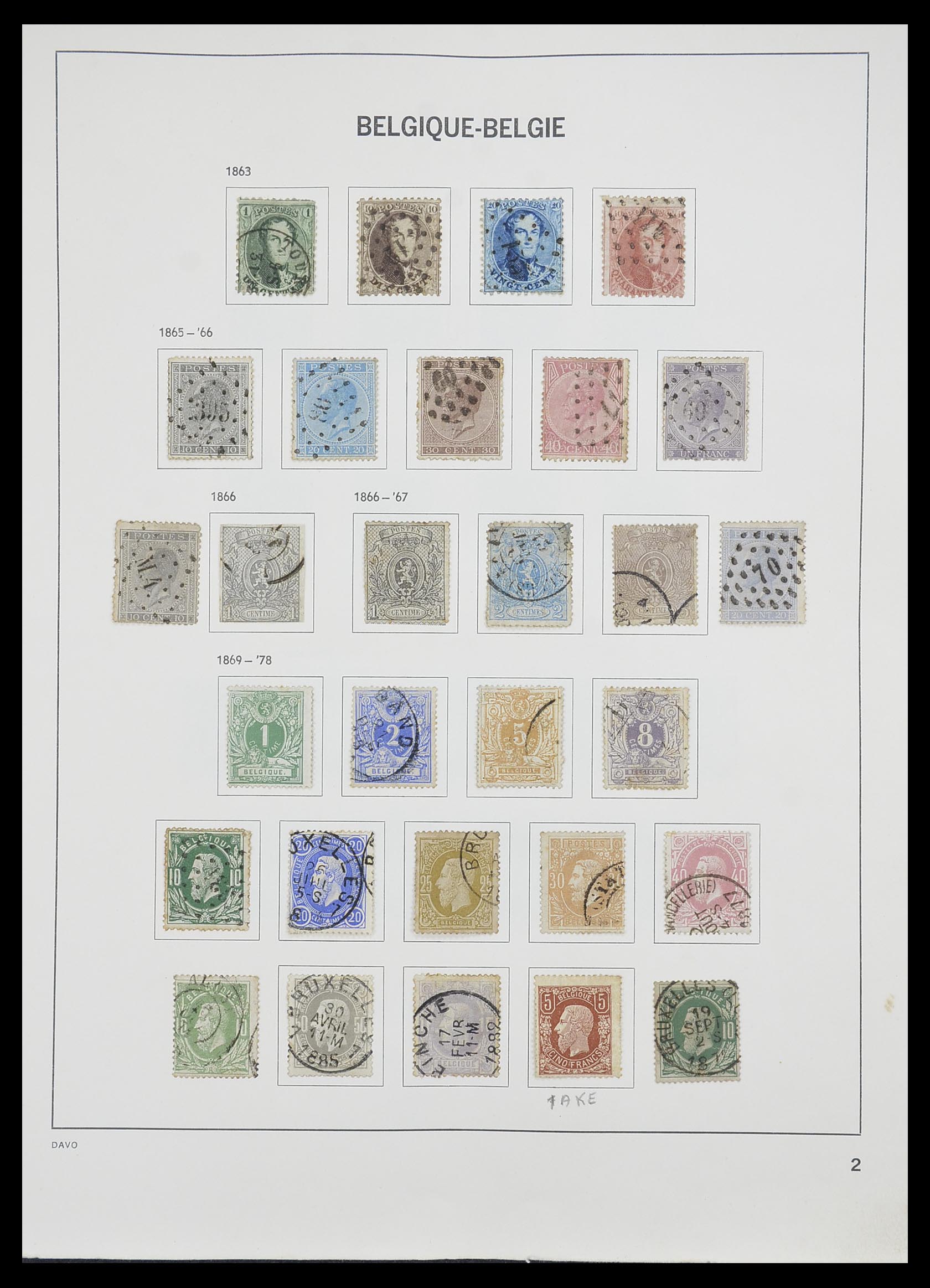 33828 001 - Stamp collection 33828 Belgium 1849-1975.