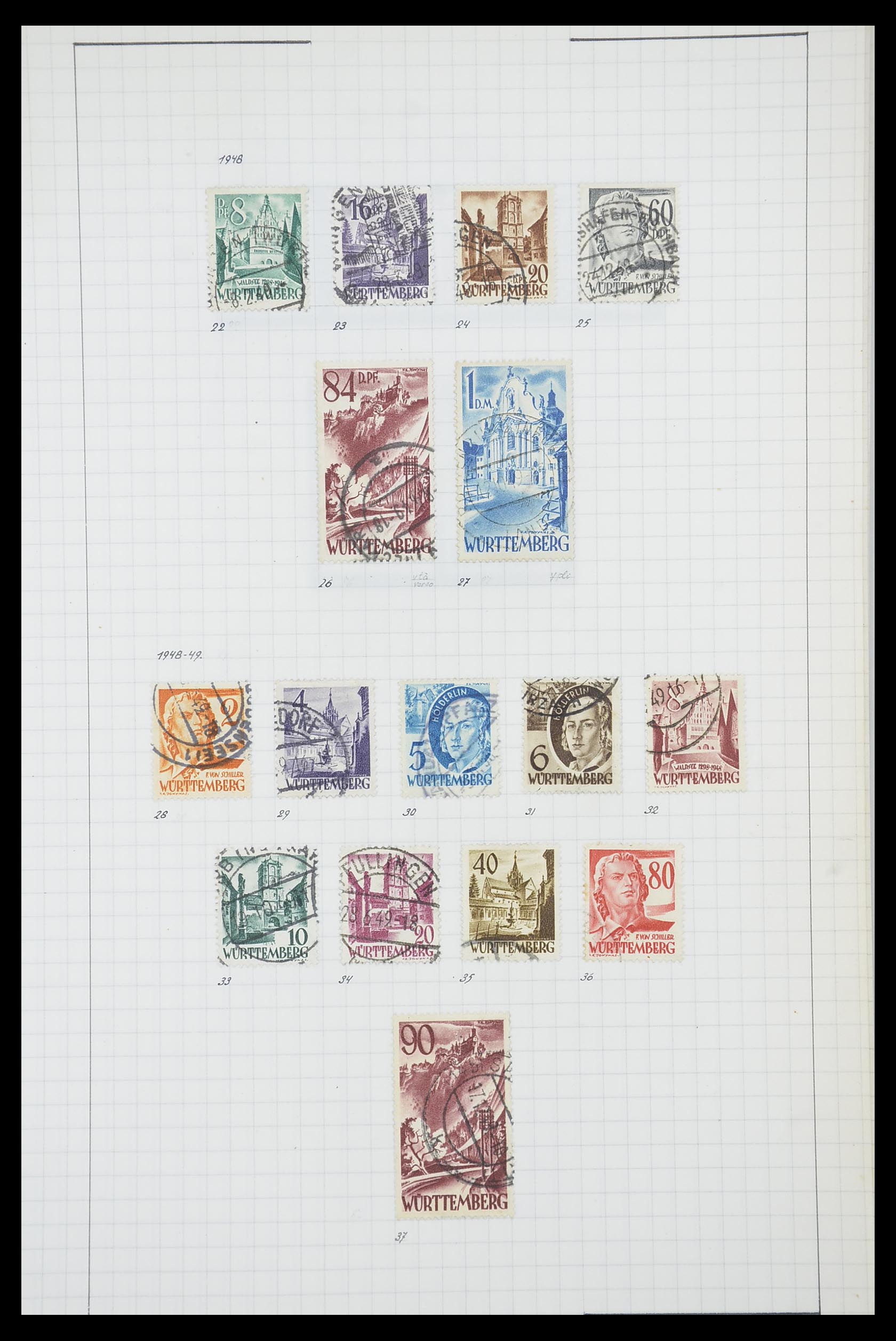 33864 021 - Postzegelverzameling 33864 Franse Zone 1945-1949.