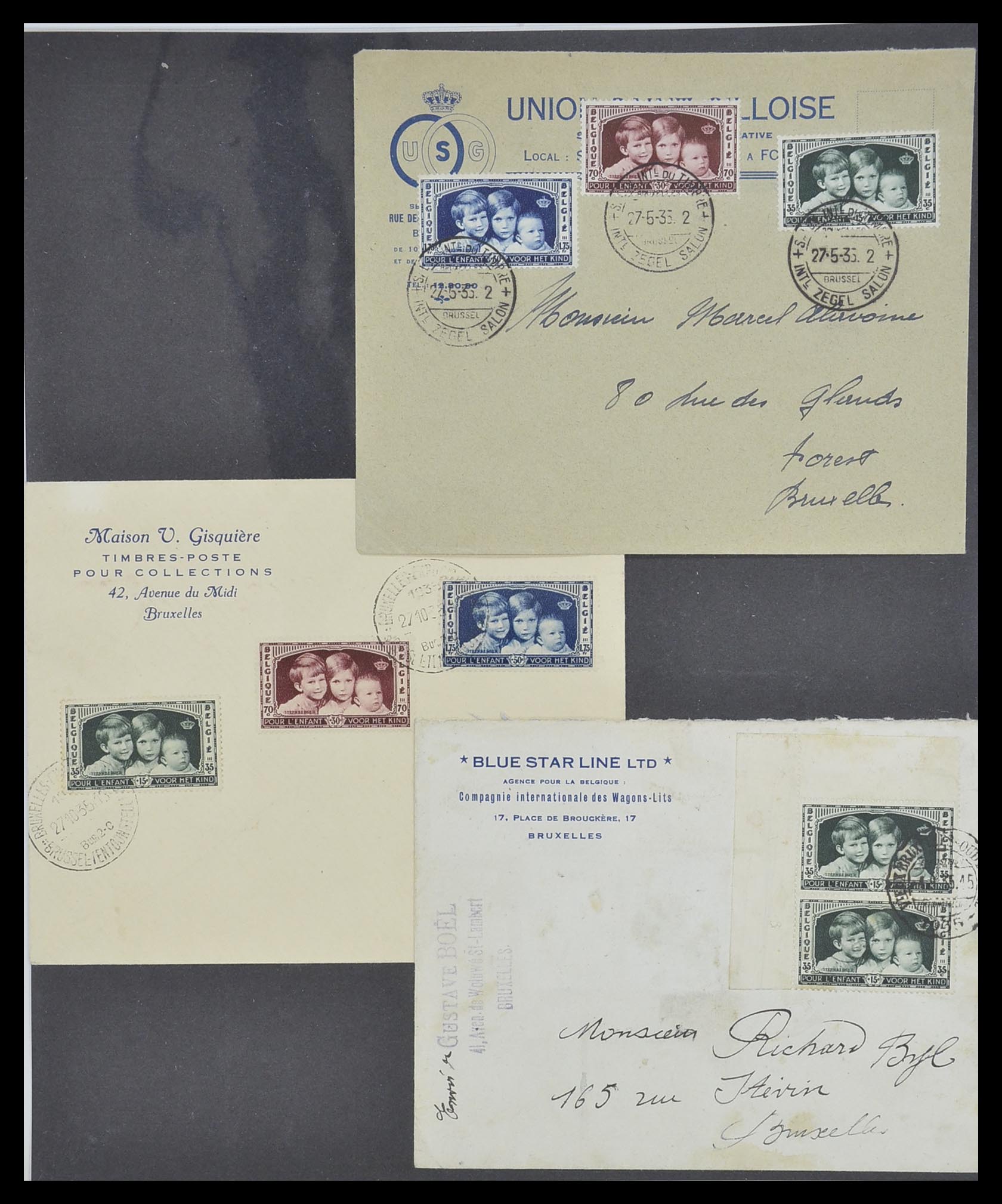 33881 008 - Postzegelverzameling 33881 België brieven 1914-1972.