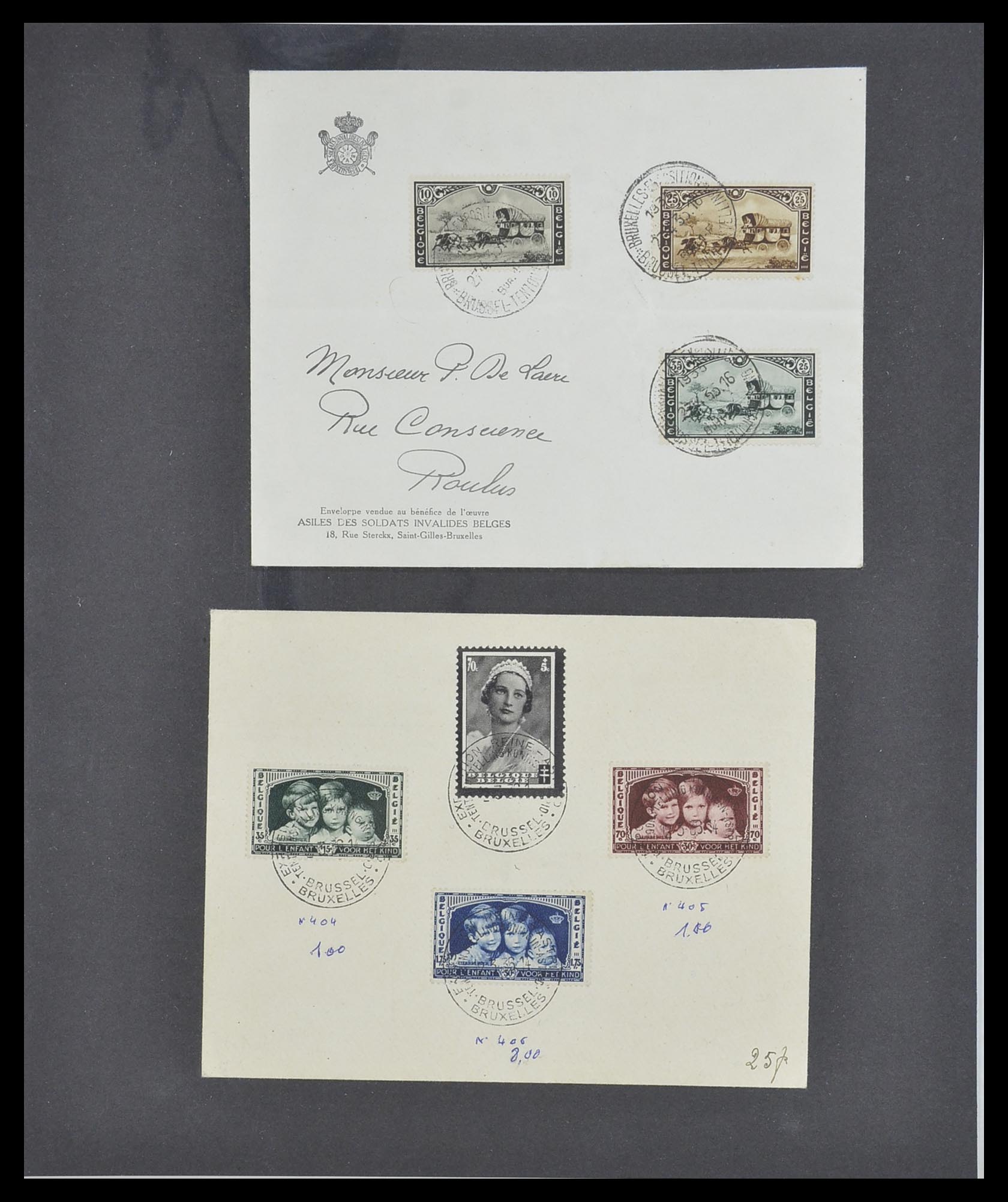 33881 010 - Postzegelverzameling 33881 België brieven 1914-1972.