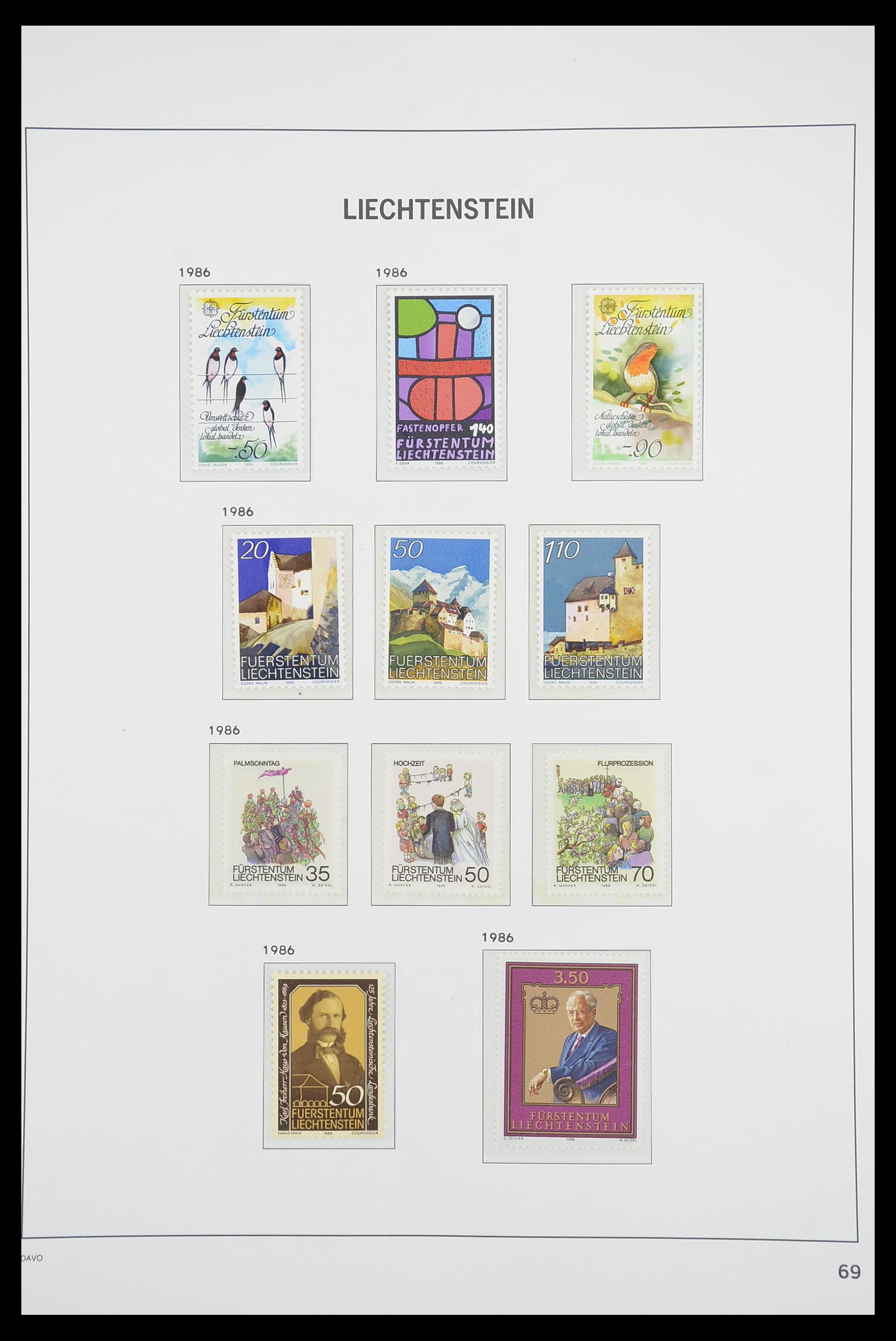 33890 070 - Postzegelverzameling 33890 Liechtenstein 1912-1986.