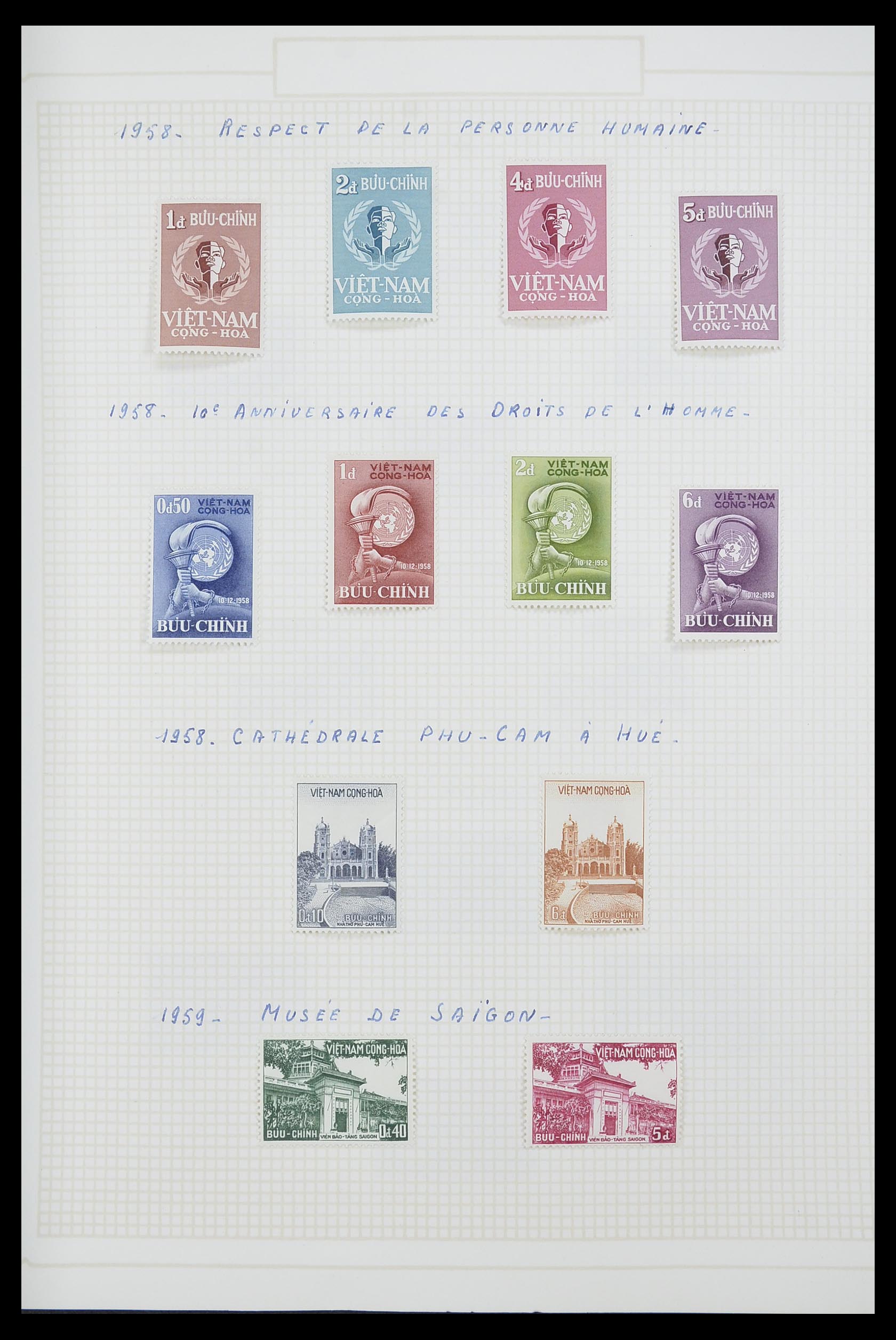 33914 018 - Postzegelverzameling 33914 Franse koloniën in Azië 1951-1975.