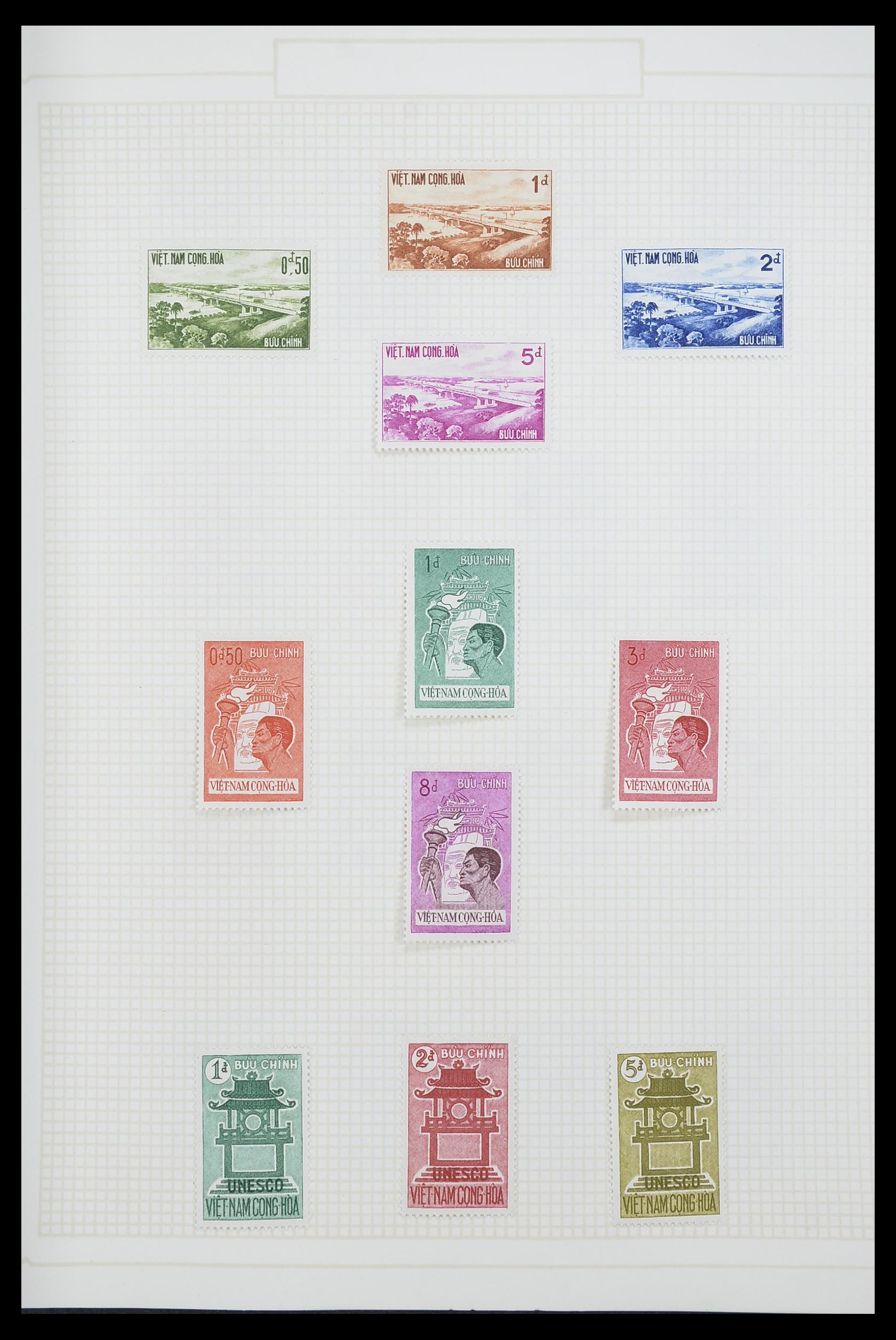 33914 025 - Postzegelverzameling 33914 Franse koloniën in Azië 1951-1975.