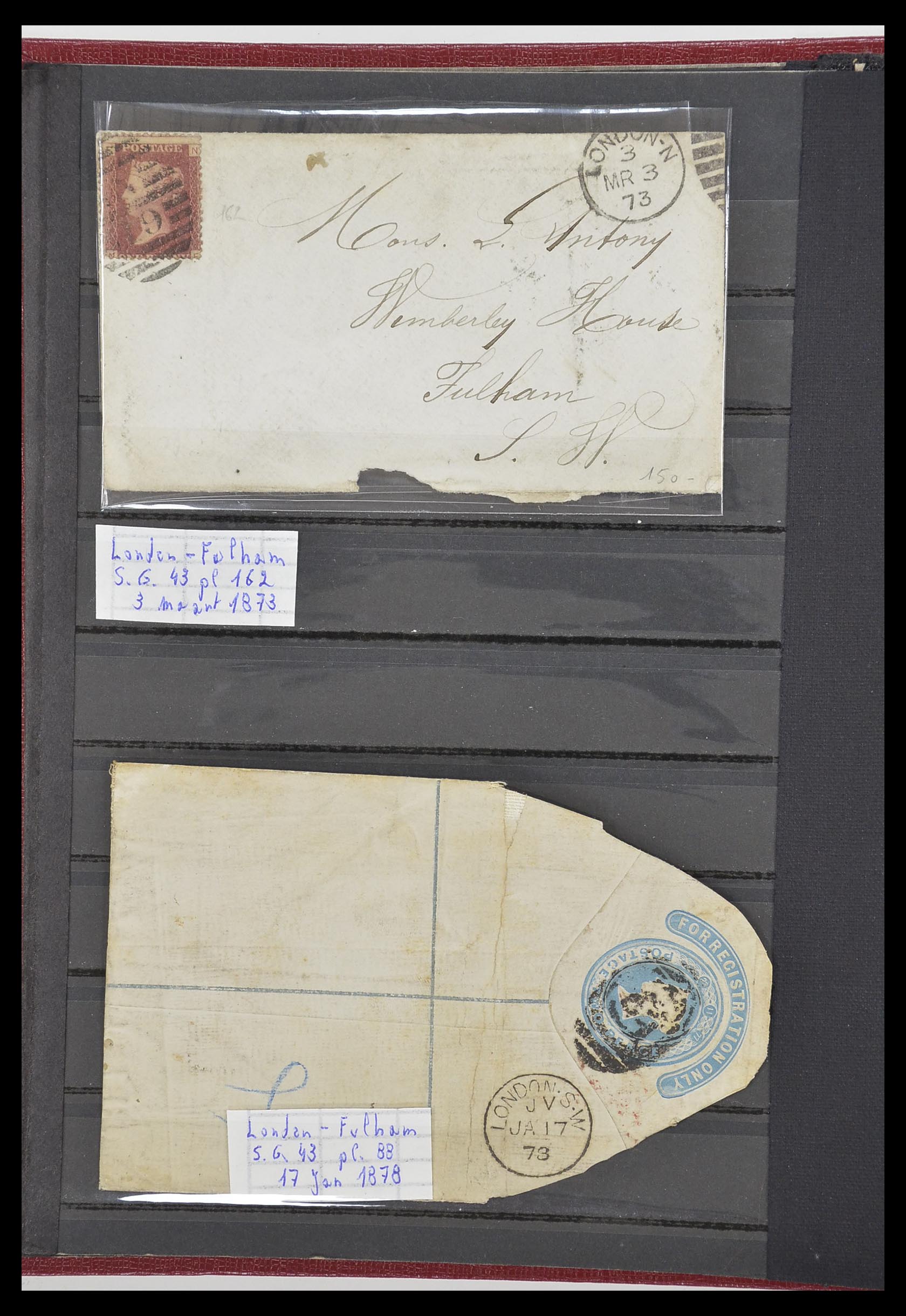 33918 004 - Postzegelverzameling 33918 Engeland brieven 1848-1902.