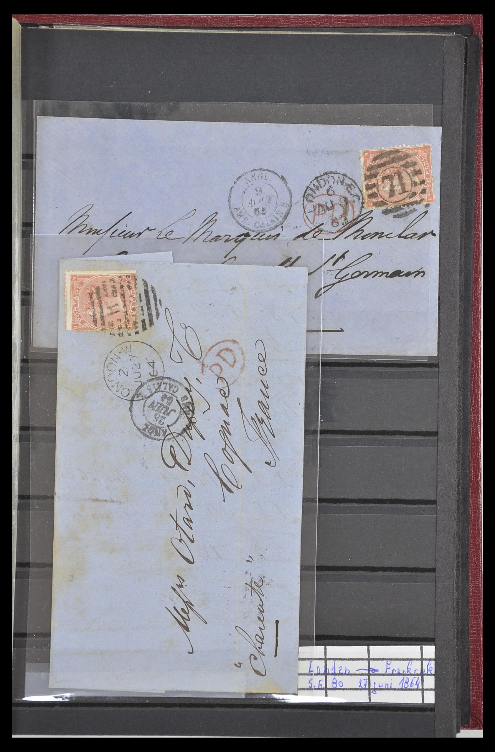 33918 005 - Postzegelverzameling 33918 Engeland brieven 1848-1902.
