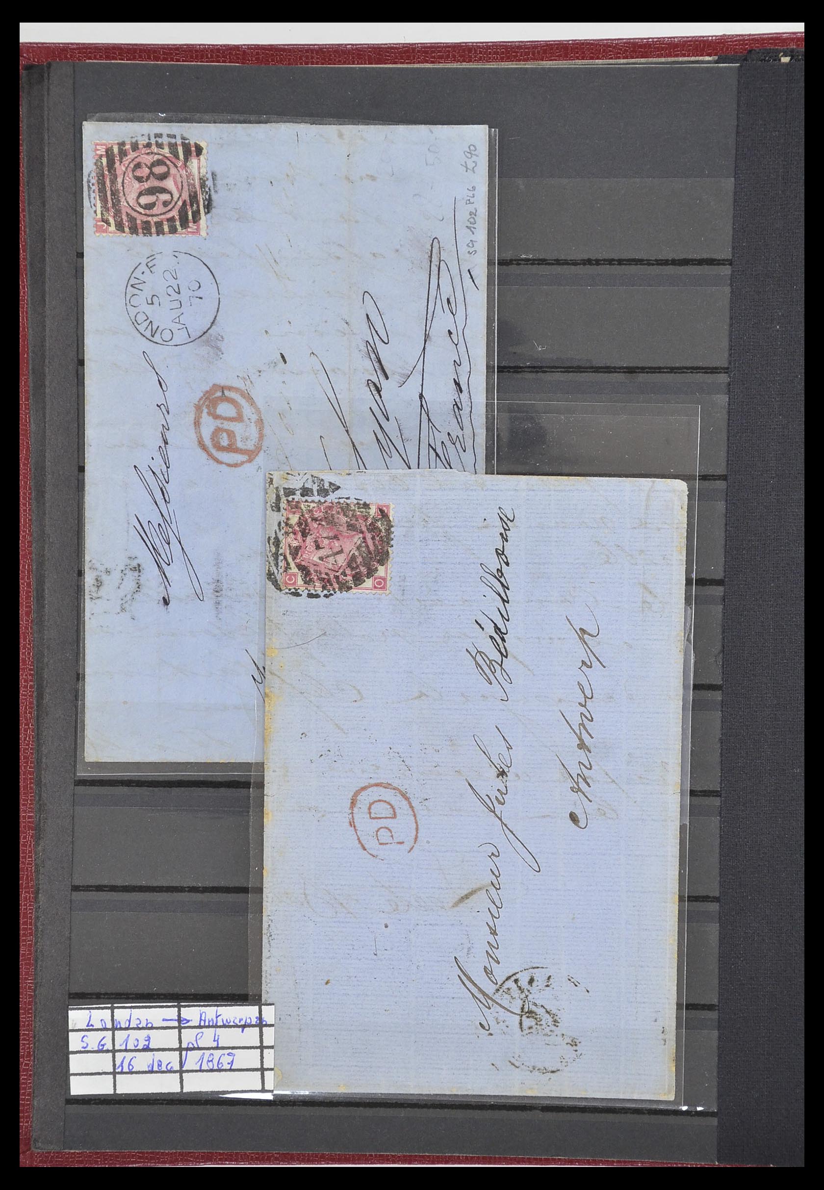 33918 006 - Postzegelverzameling 33918 Engeland brieven 1848-1902.