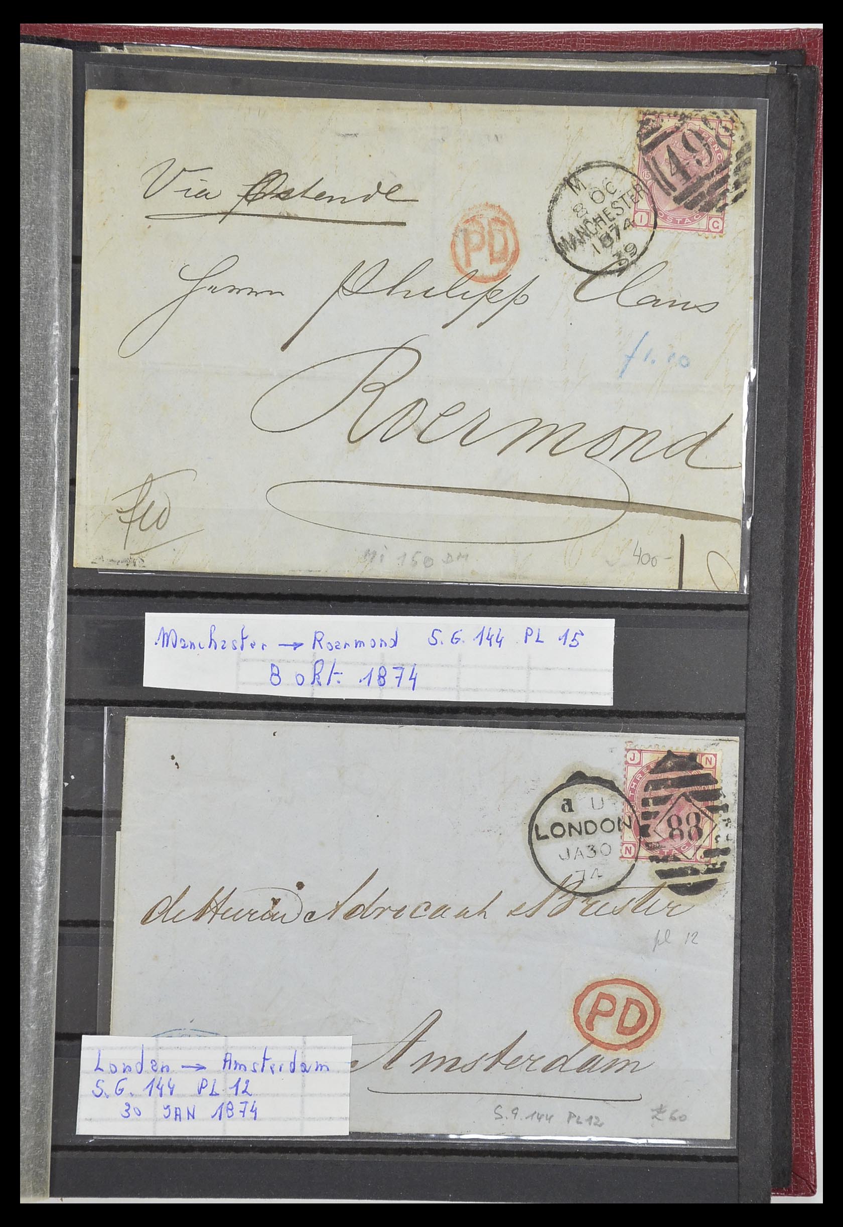 33918 008 - Postzegelverzameling 33918 Engeland brieven 1848-1902.