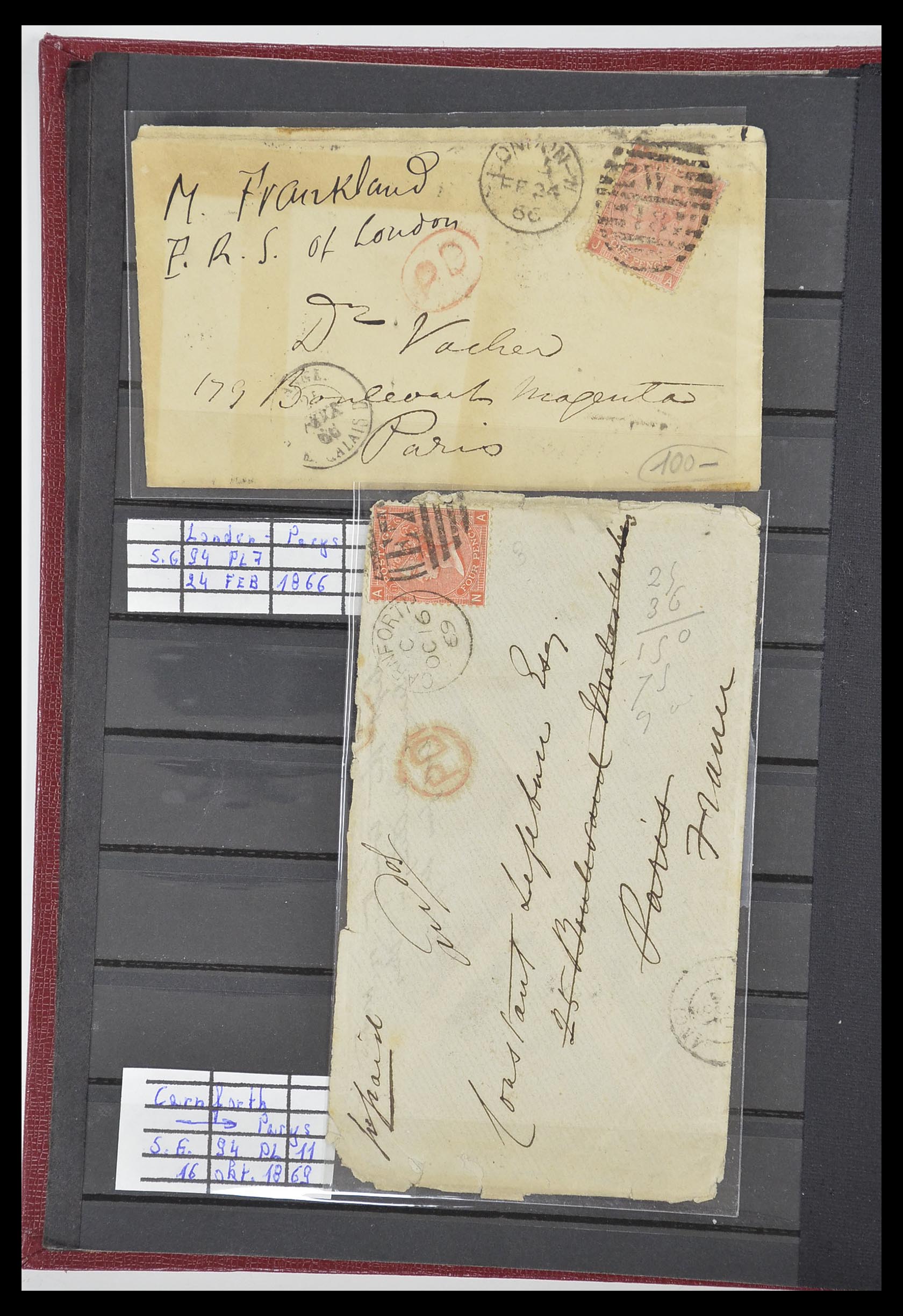 33918 009 - Postzegelverzameling 33918 Engeland brieven 1848-1902.