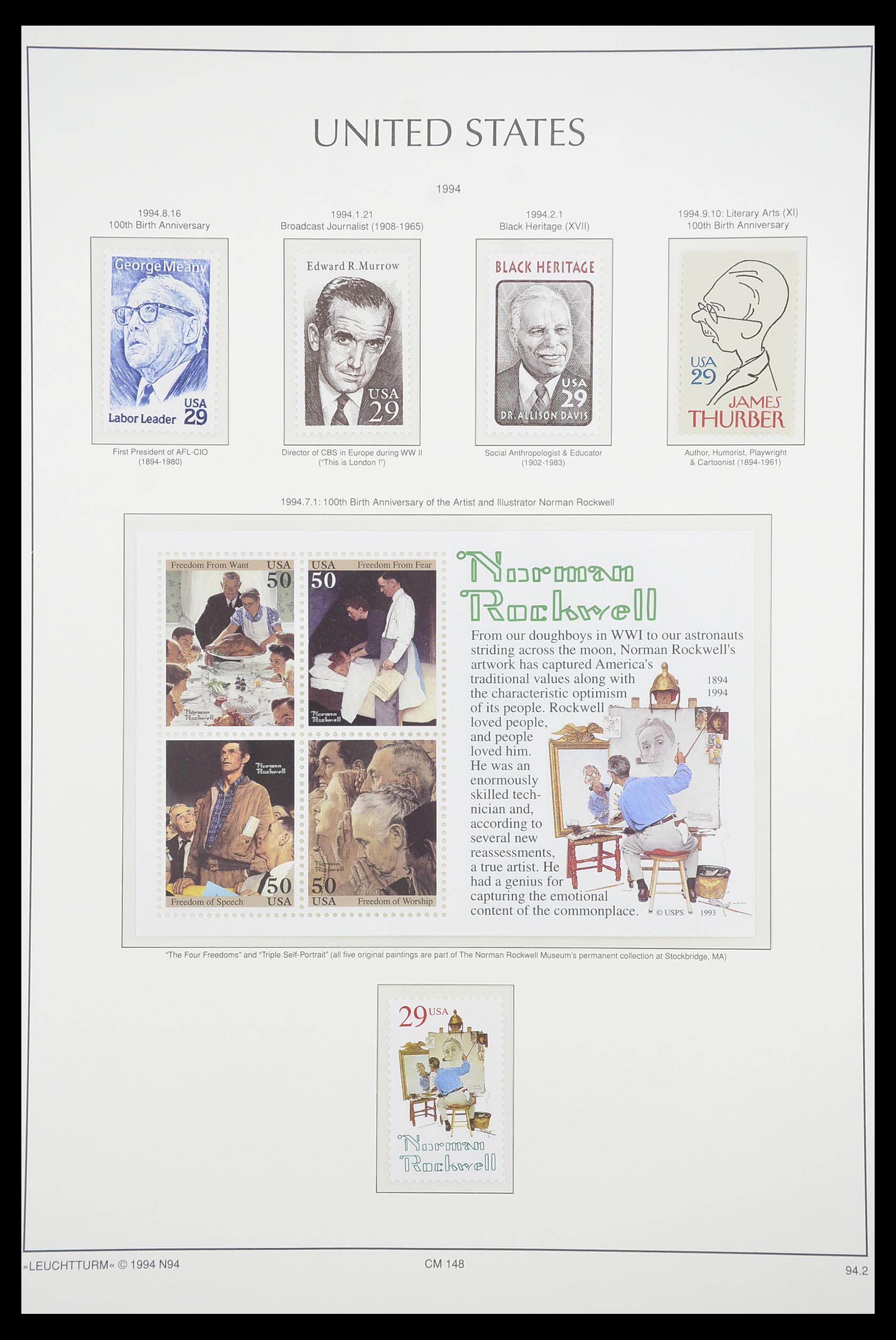 33933 092 - Stamp collection 33933 USA MNH 1945-1996.