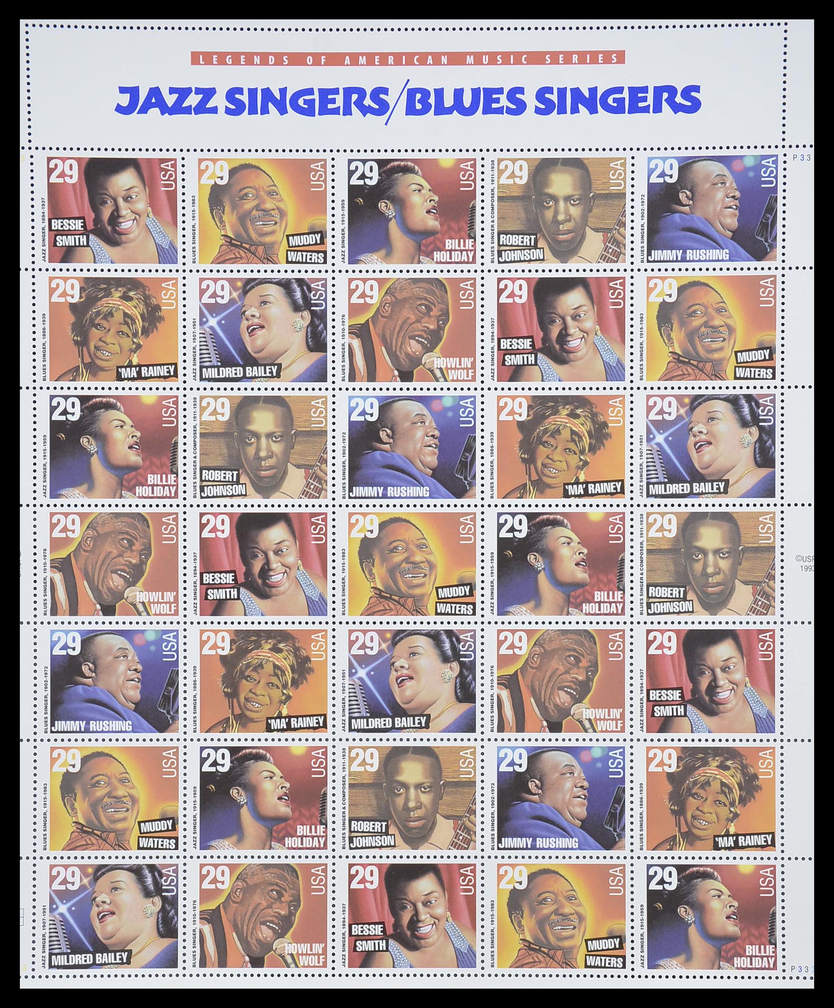33933 096 - Postzegelverzameling 33933 USA postfris 1945-1996.