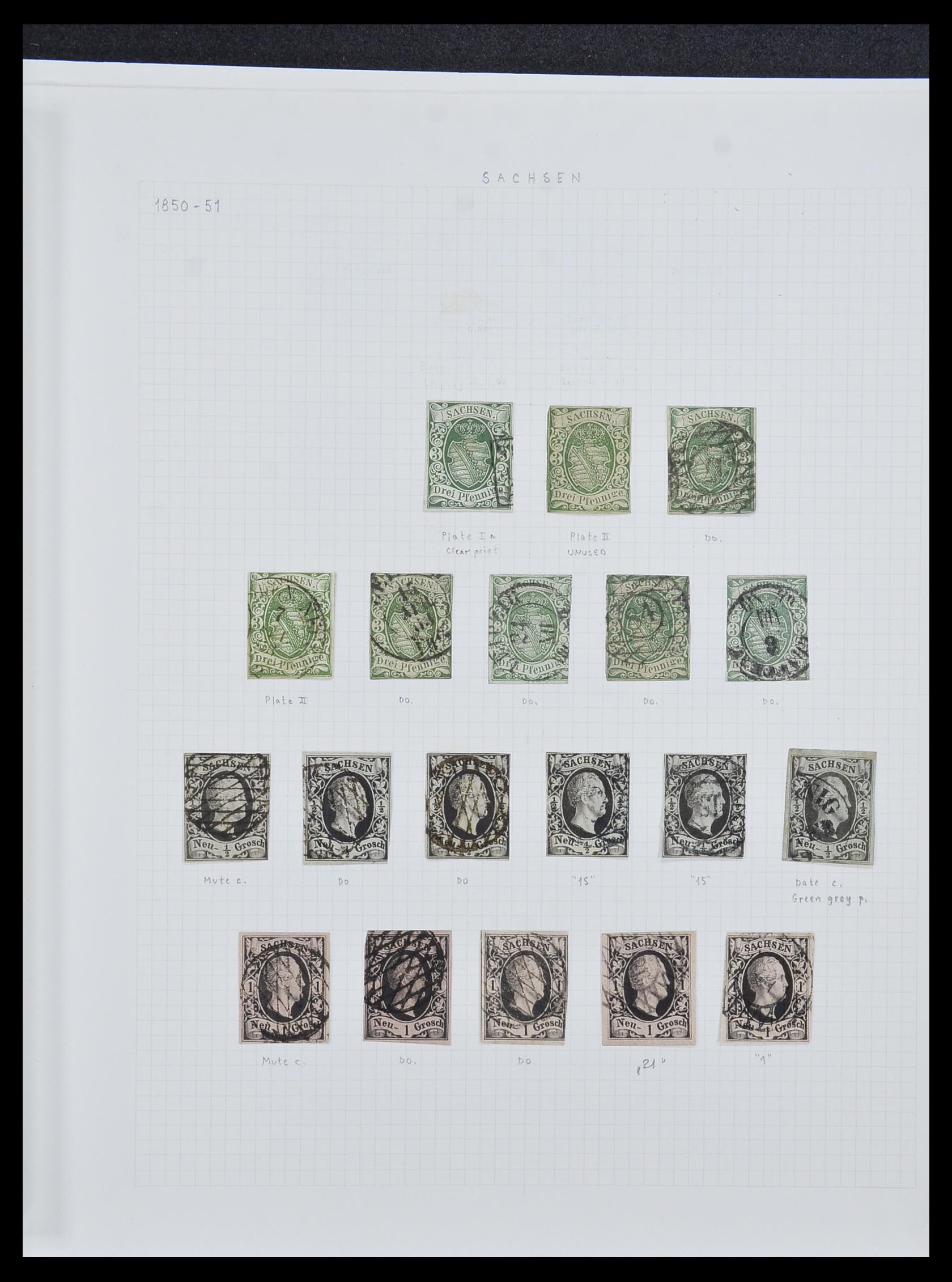 33966 001 - Postzegelverzameling 33966 Saksen 1851-1863.