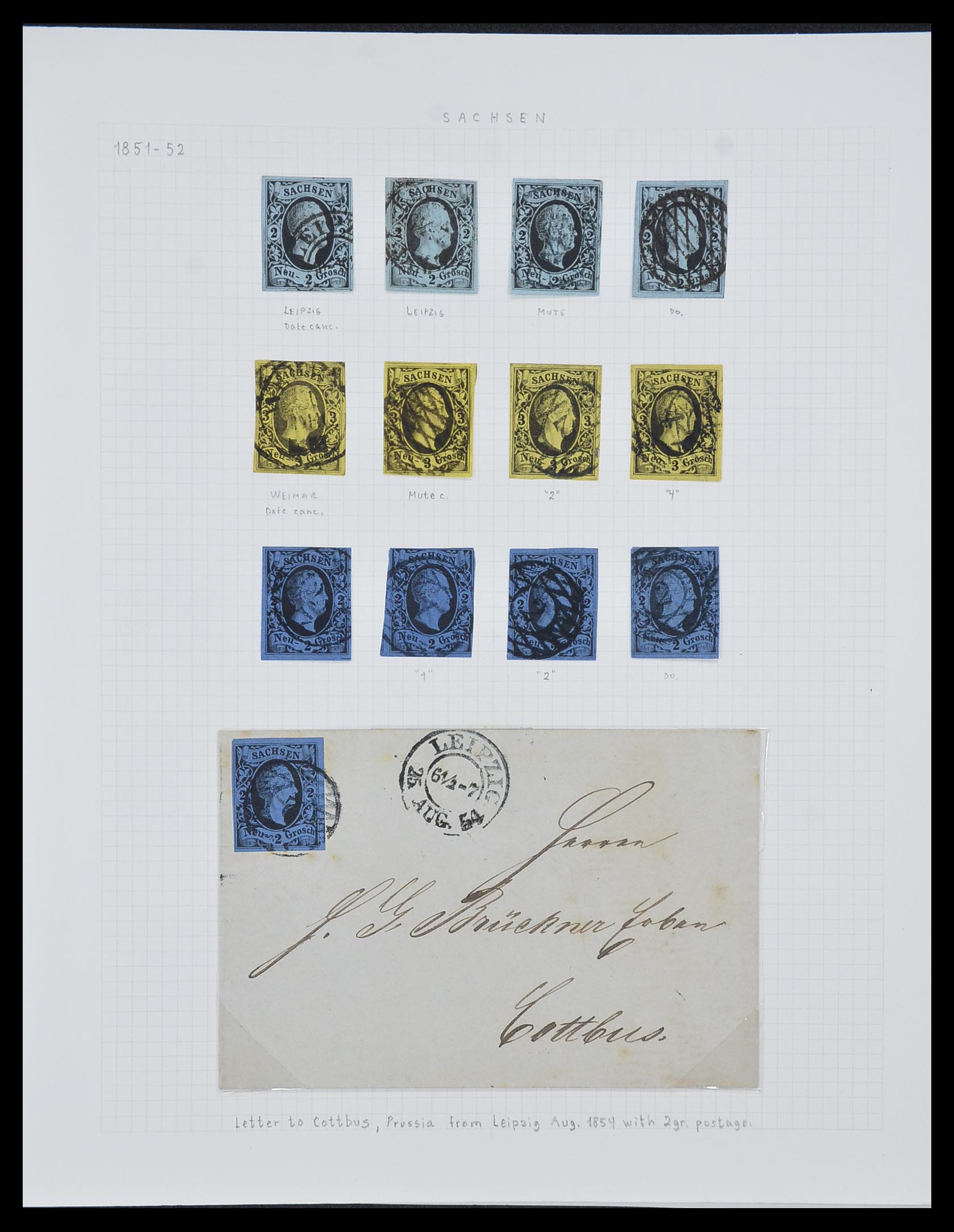33966 002 - Postzegelverzameling 33966 Saksen 1851-1863.
