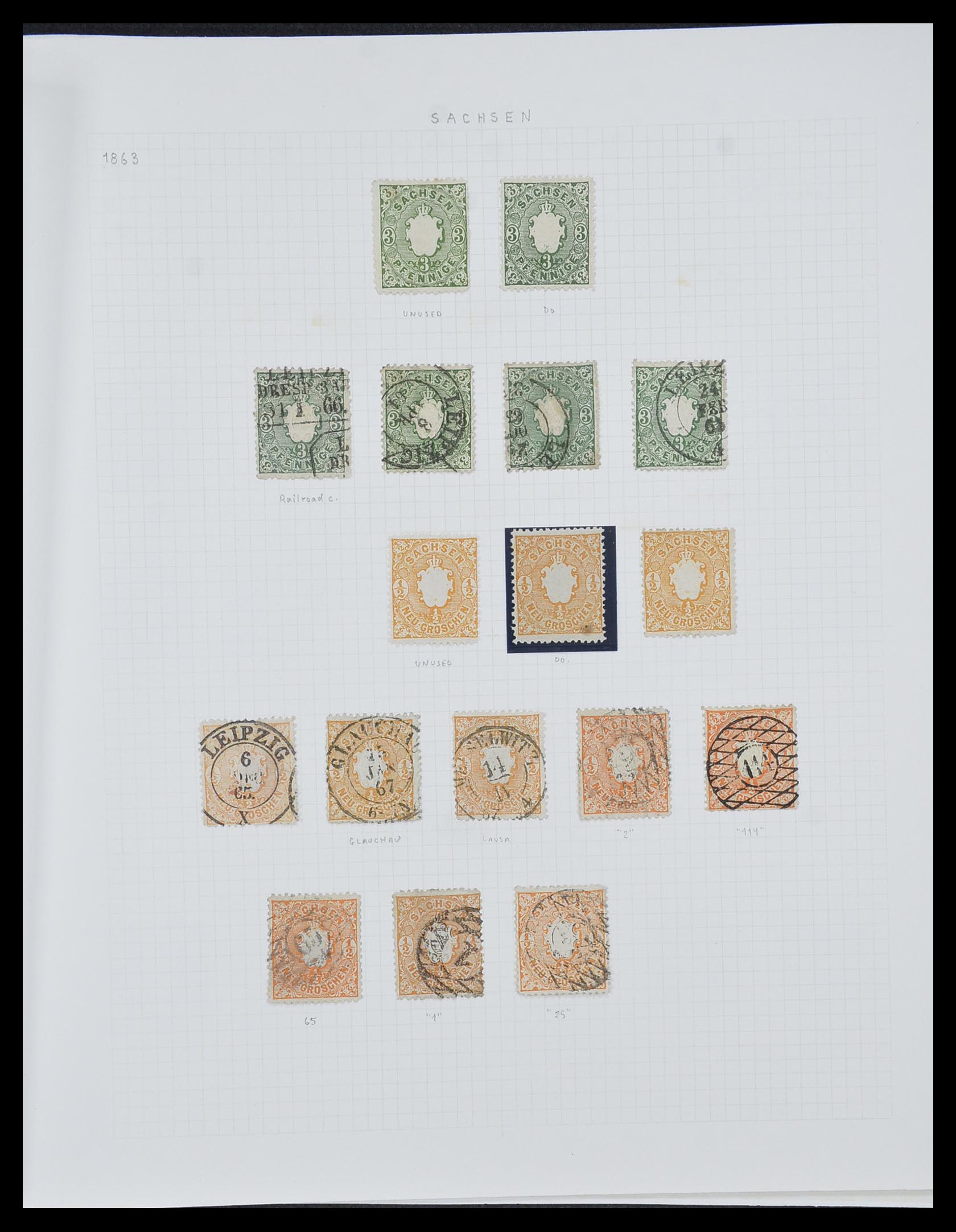 33966 006 - Postzegelverzameling 33966 Saksen 1851-1863.