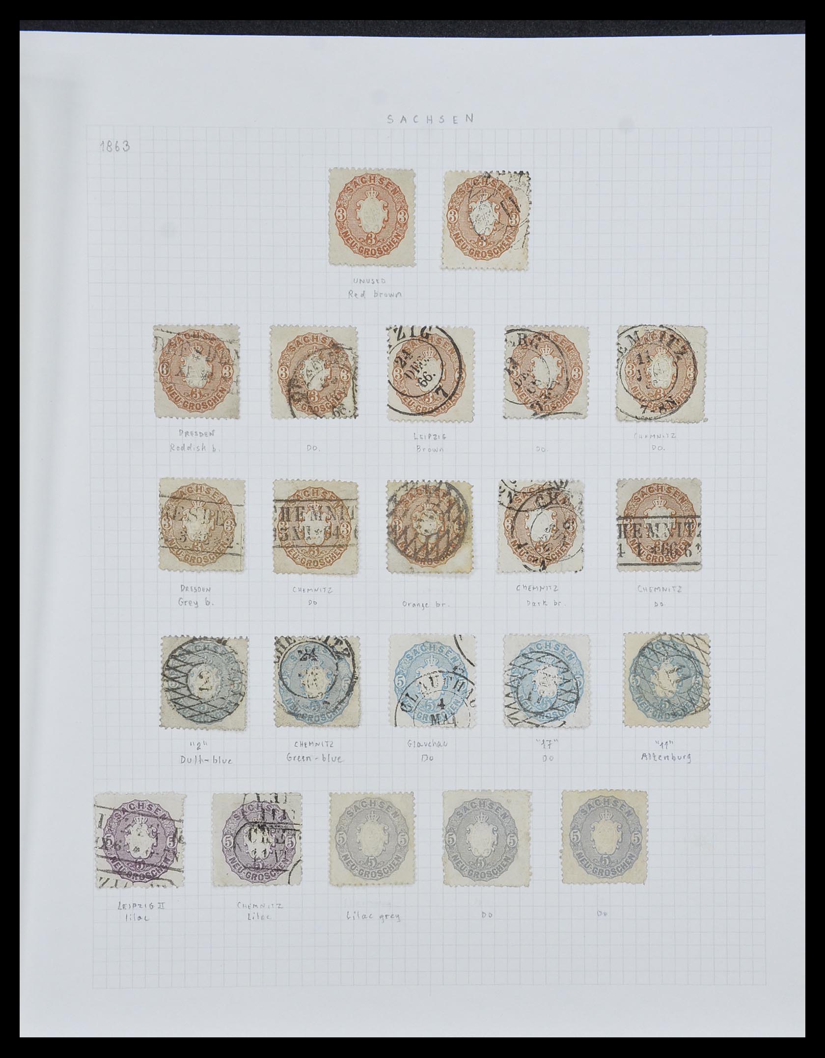 33966 008 - Postzegelverzameling 33966 Saksen 1851-1863.