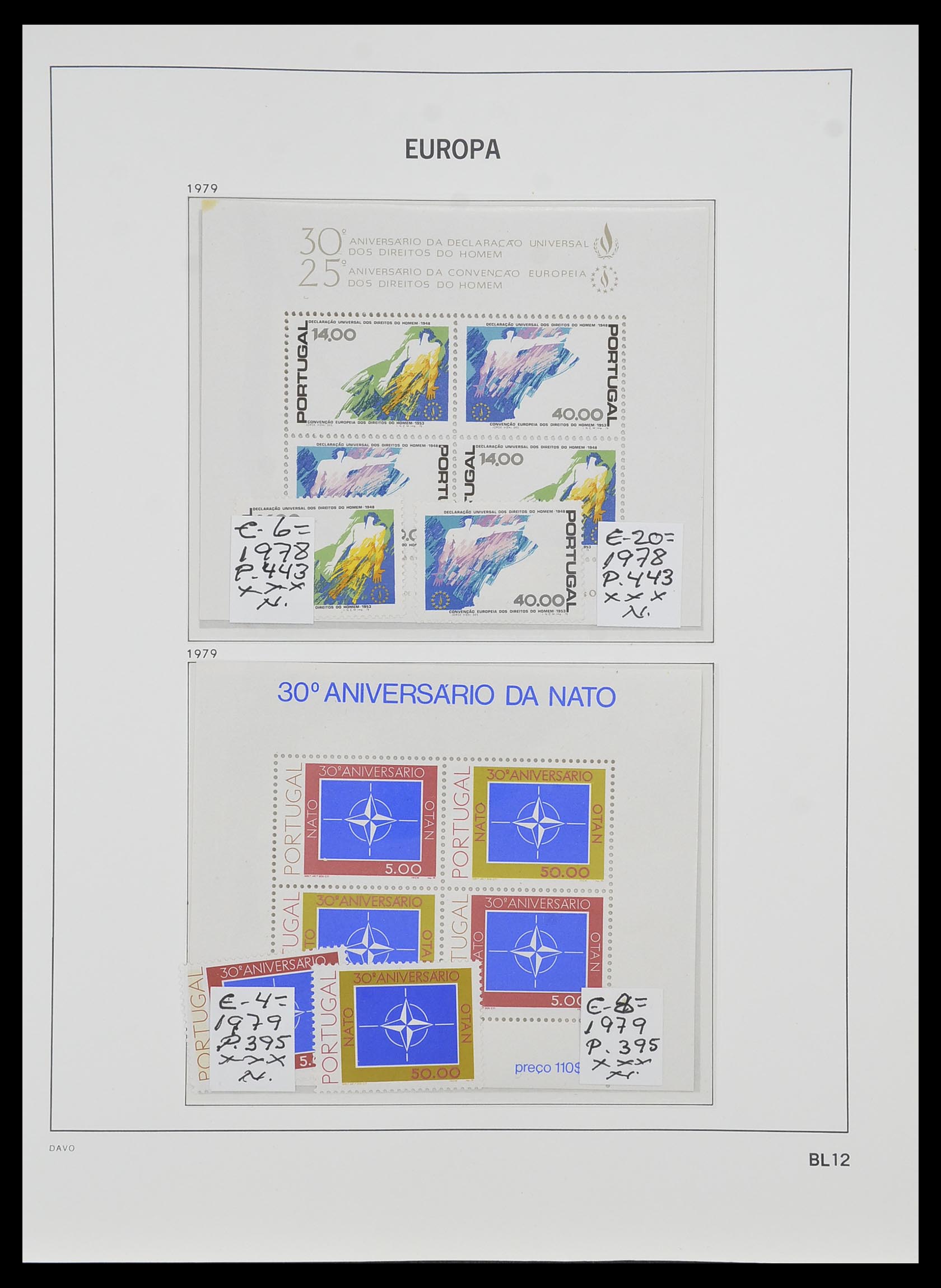 33985 012 - Stamp collection 33985 Europa CEPT souvenir sheets 1974-2014.