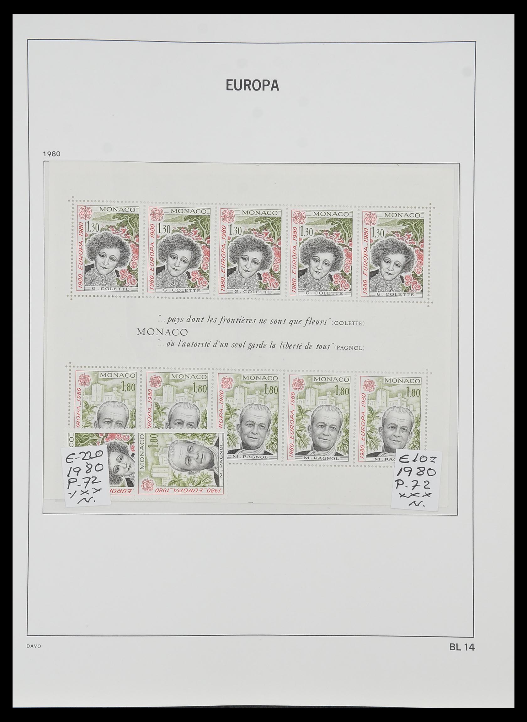 33985 014 - Stamp collection 33985 Europa CEPT souvenir sheets 1974-2014.