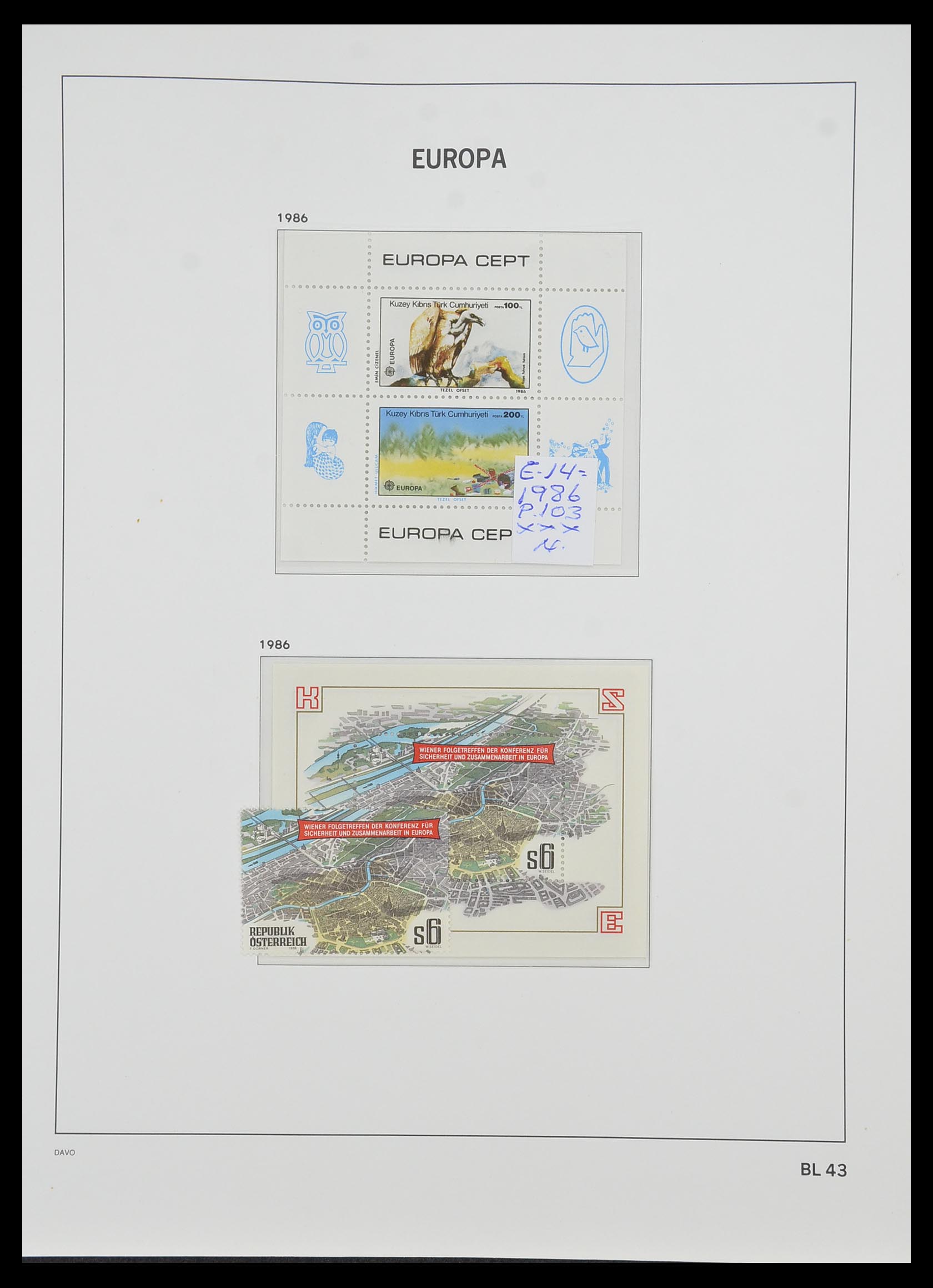 33985 043 - Stamp collection 33985 Europa CEPT souvenir sheets 1974-2014.